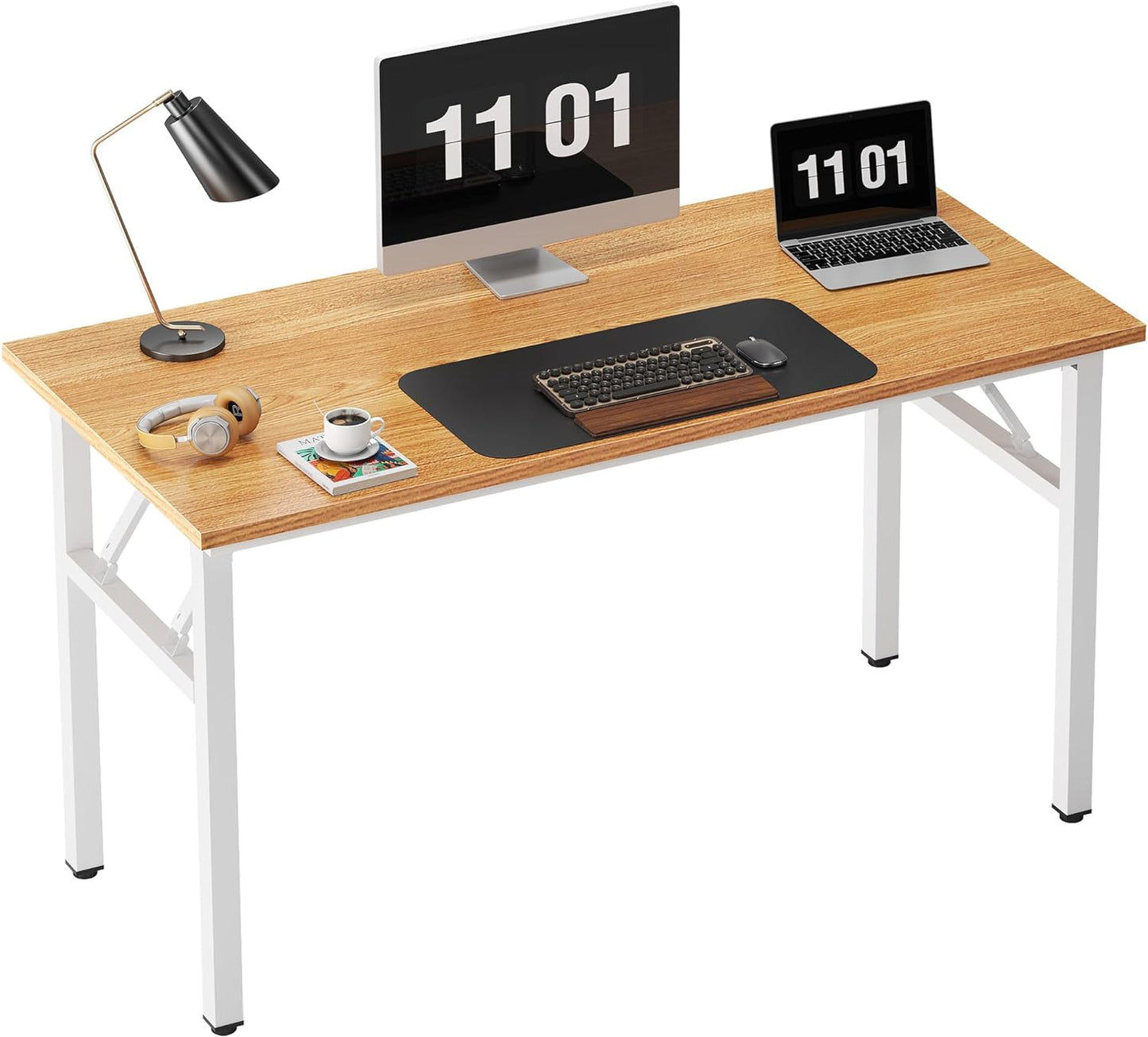 Need Folding Desk, 54 inch Large Computer Desk for Home Office, No Install Needed Study Student Writing Table Desk Workstation, Black