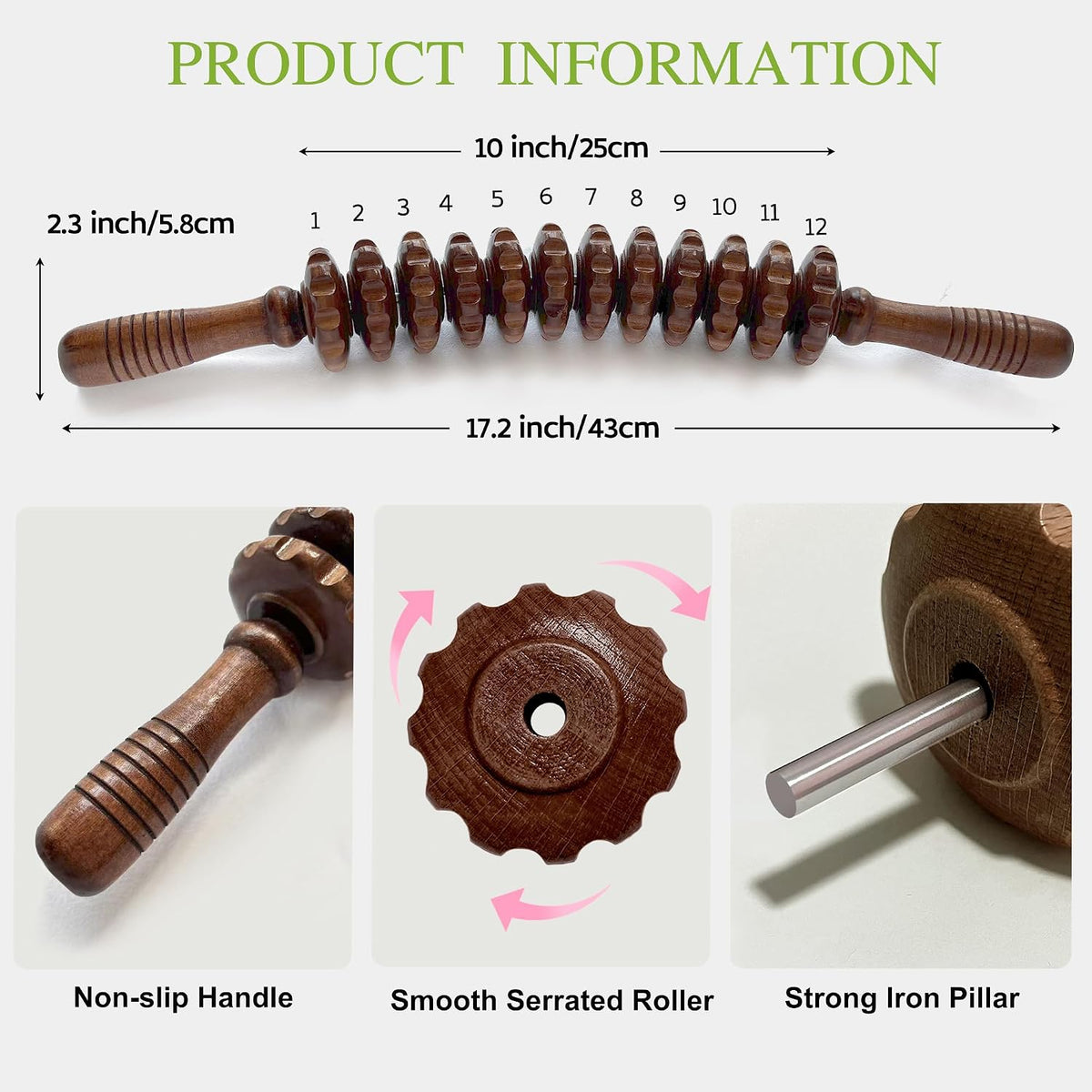 Wood Therapy Massage Roller Stick for Muscle Relief & Cellulite Reduction