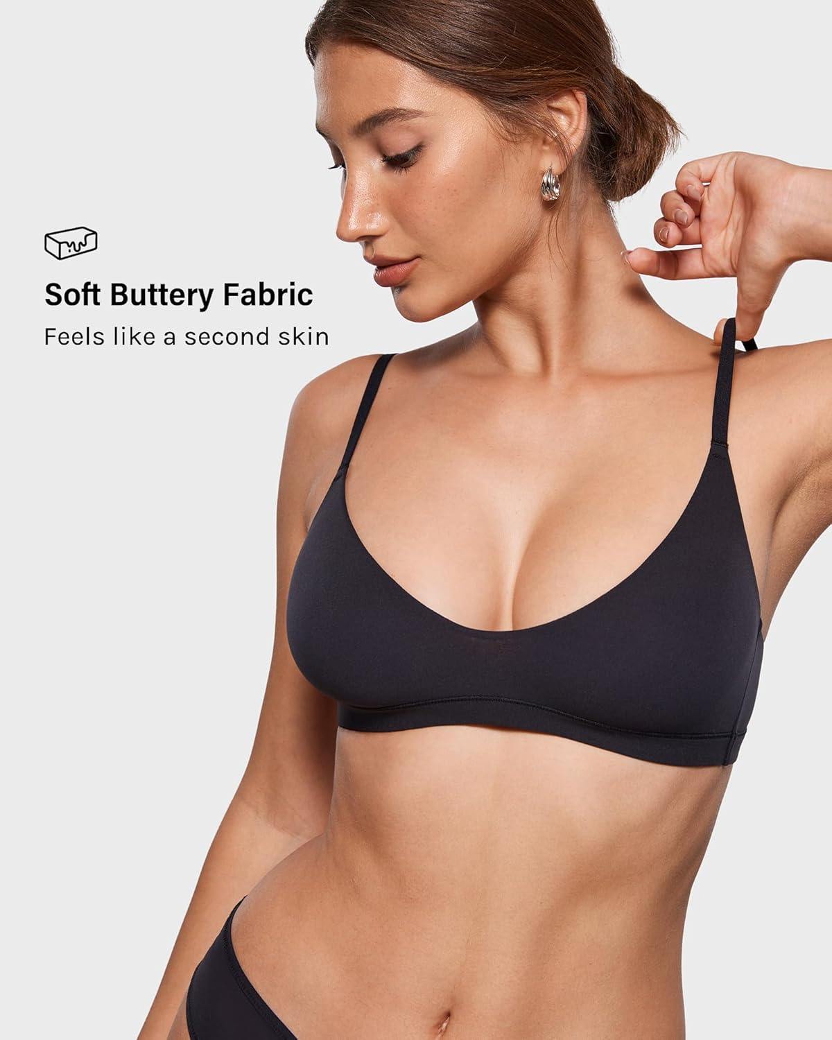 INLYRIC Women's Inbarely Soft Scoop Bralettes No Padding Cami Bras Unlined No Underwire Comfort Sleep Bralette Pullover
