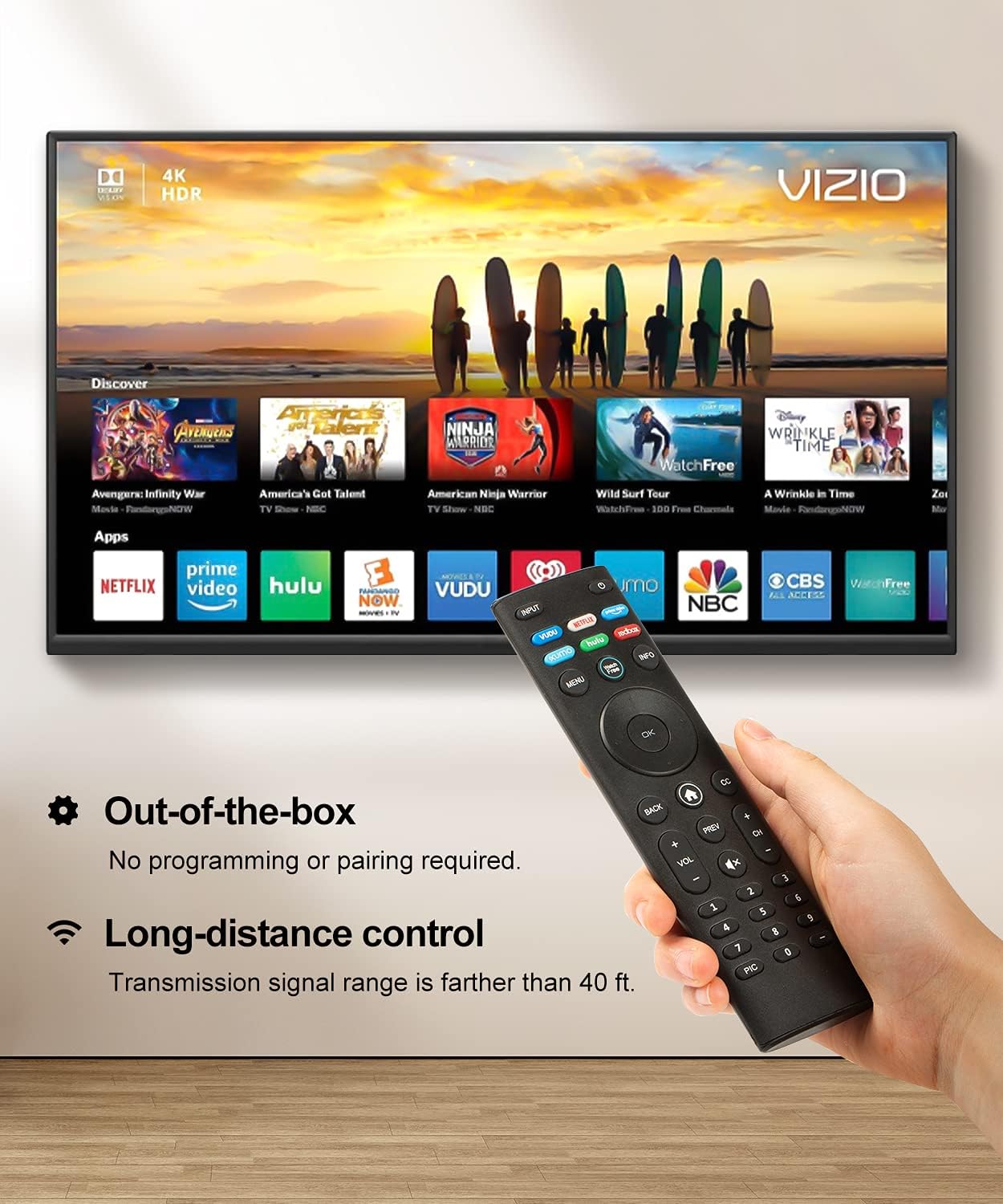 for Vizio smart tv Remote Replacement,Compatible with vizio TV D-Series,M-Series,V-Series,UHD LED LCD Smart TV