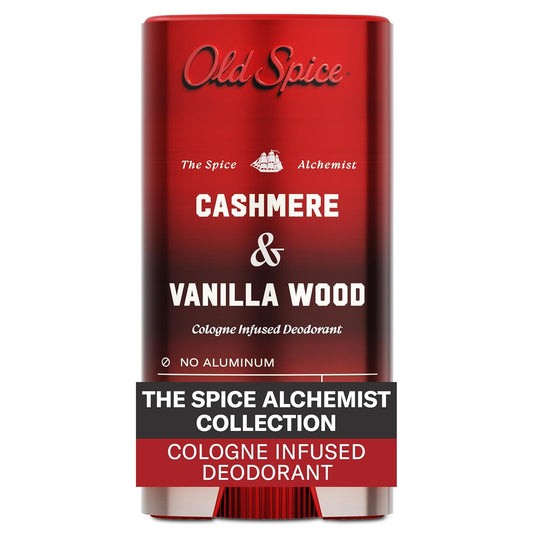 Old Spice Aluminum Free Deodorant for Men, The Spice Alchemist Collection, 24/7 Cologne Infused Scent, No Trade Off Formula, Free of Parabens & Phthalates, Cashmere + Vanilla Wood Scent, 3.0 oz