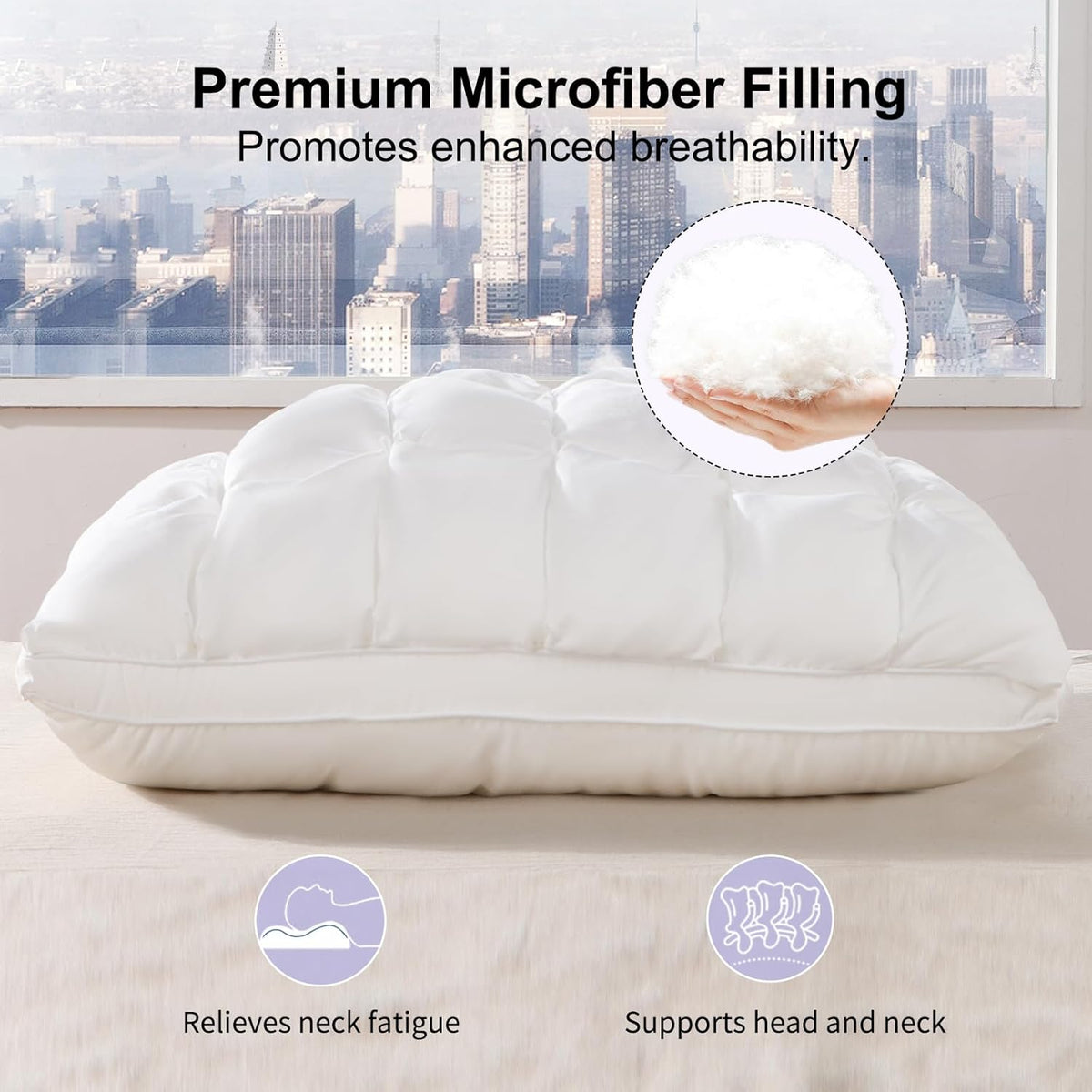 YOUR MOON Soft Pillows Queen Size for Sleeping, Support Bed Pillows, Fluffy Down Alternative Pillow, Luxury Hotel Gel Pillows for Side Sleeping (White)