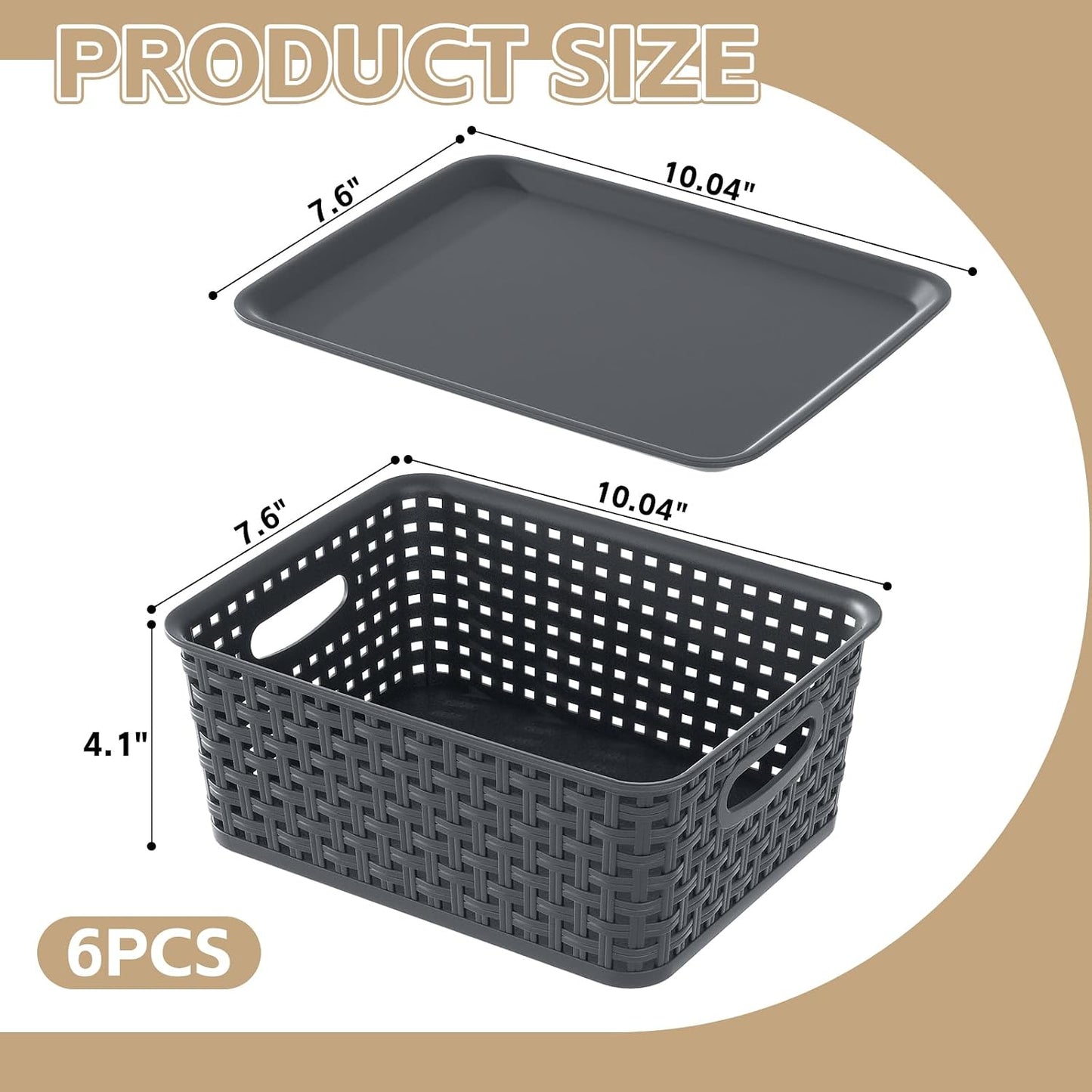Xyskin Plastic Storage Baskets with Lids, Set of 6 Small Basket Bin