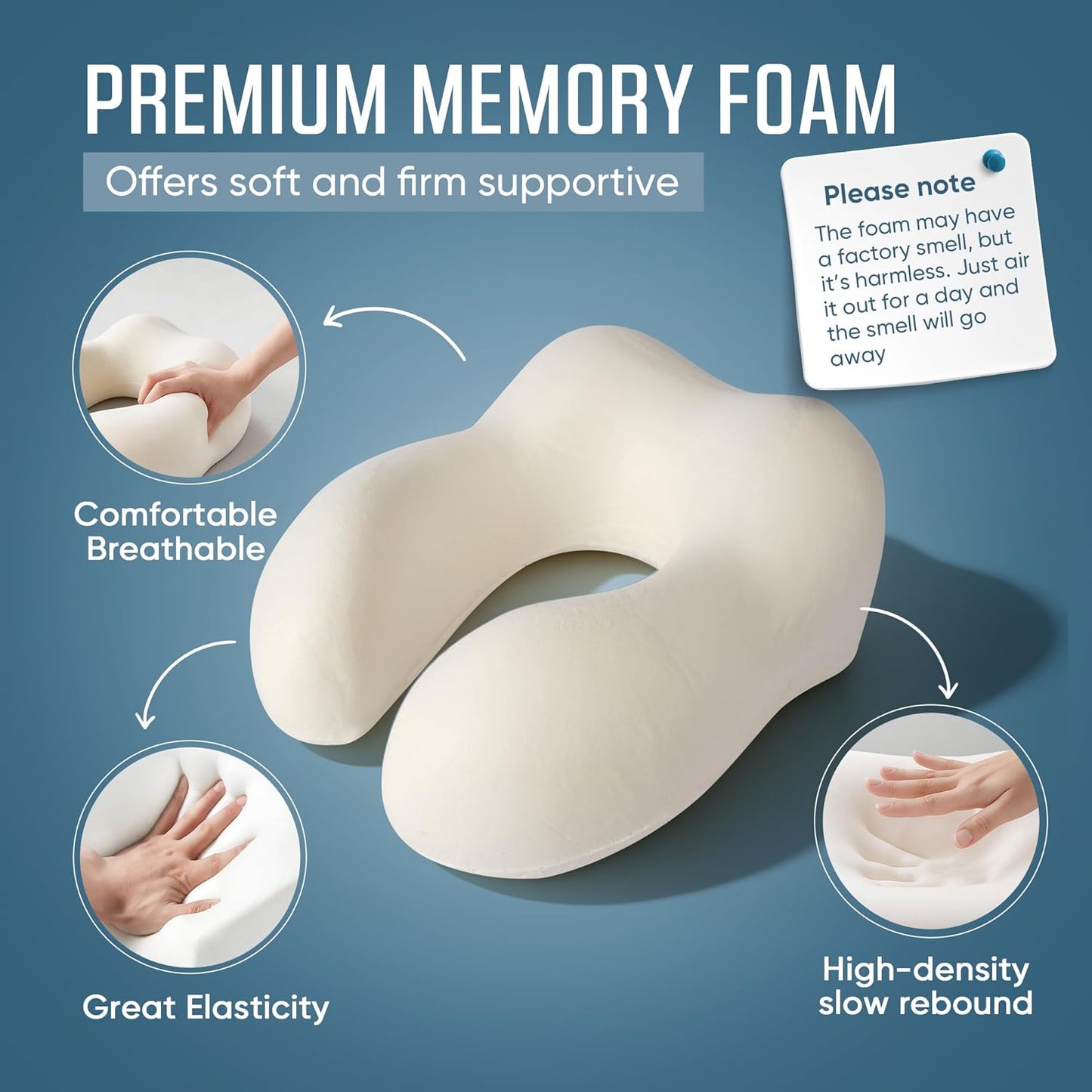 Travel Pillow with Extra Large Hood for Airplane Long Flights Privacy and Comfort Memory Foam with Velvet Cover for Road Trip Head&Neck Support for Plane Office Cars Sleeping & Rest (Light Grey)