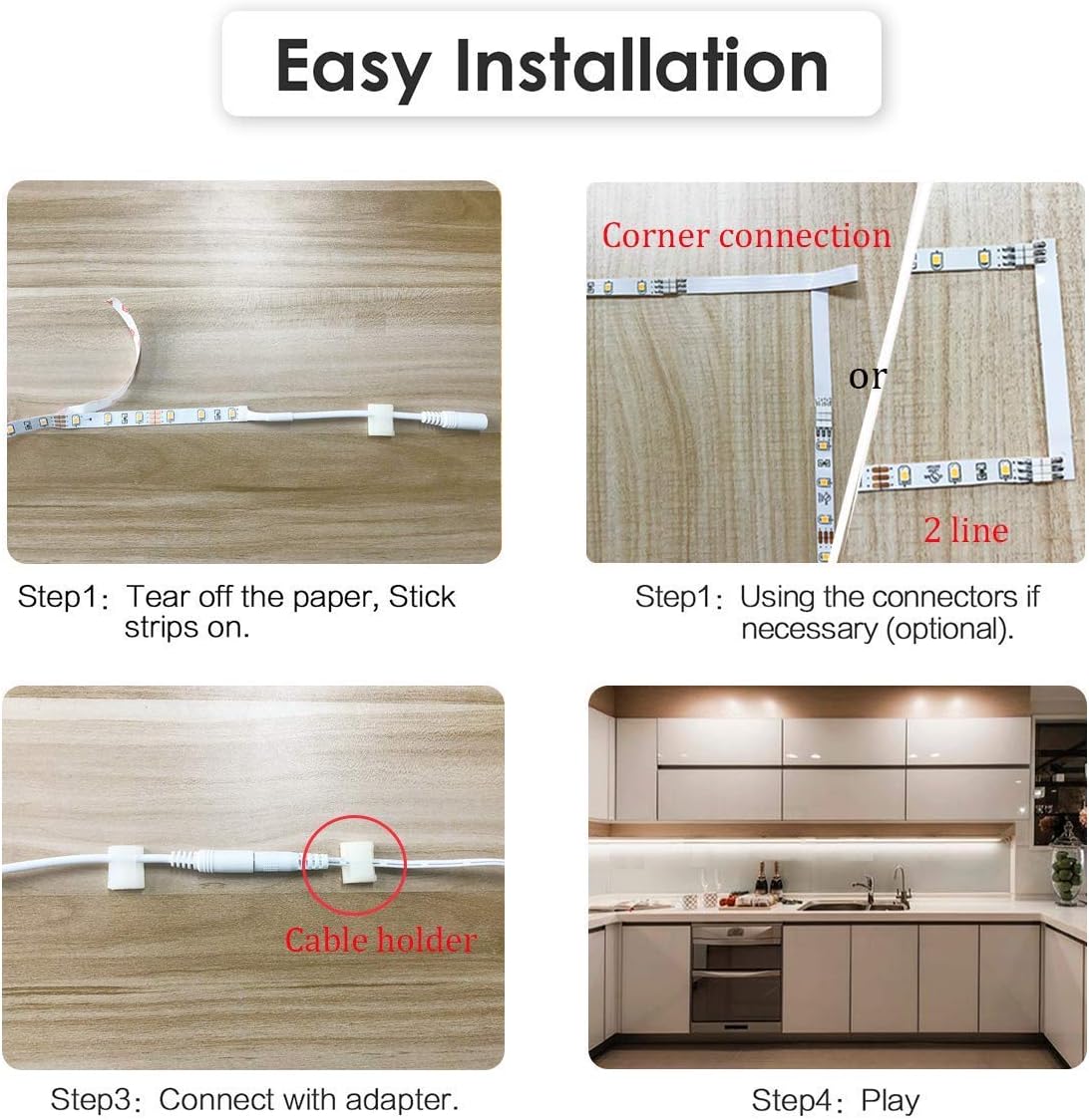 WOBANE Under Counter Light, Dimmable LED Under Cabinet Lighting, 6 PCS LED Strip Light Bars with Remote Control for Kitchen,Shelf,Pantry,Showcase,Desk,Cupboard 6000K White, Timing, 16W 1500LM,9.8 ft