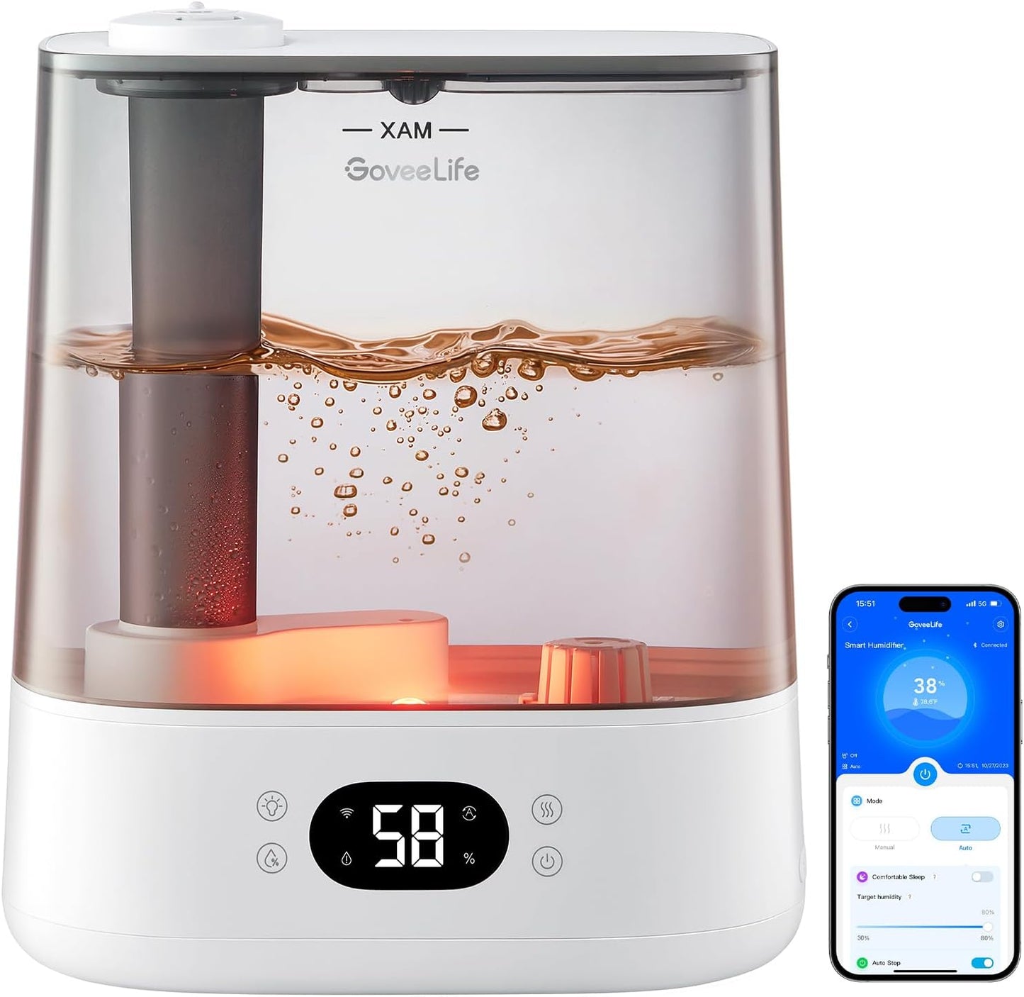 GoveeLife Smart Humidifiers for Bedroom, 6L Cool Mist Top Fill for Large Room, Humidity Sensor, Auto Mode, Schedule, 60H Quiet Runtime, WiFi Humidifier Essence Diffuser for Baby Plant, Work with Alexa