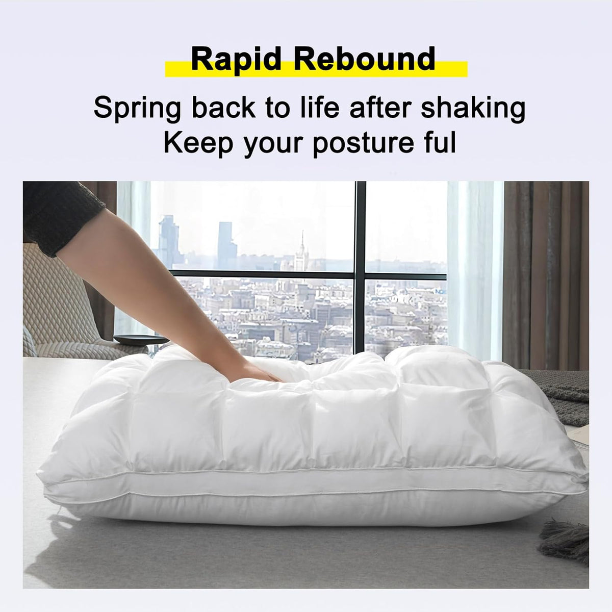 YOUR MOON Soft Pillows Queen Size for Sleeping, Support Bed Pillows, Fluffy Down Alternative Pillow, Luxury Hotel Gel Pillows for Side Sleeping (White)