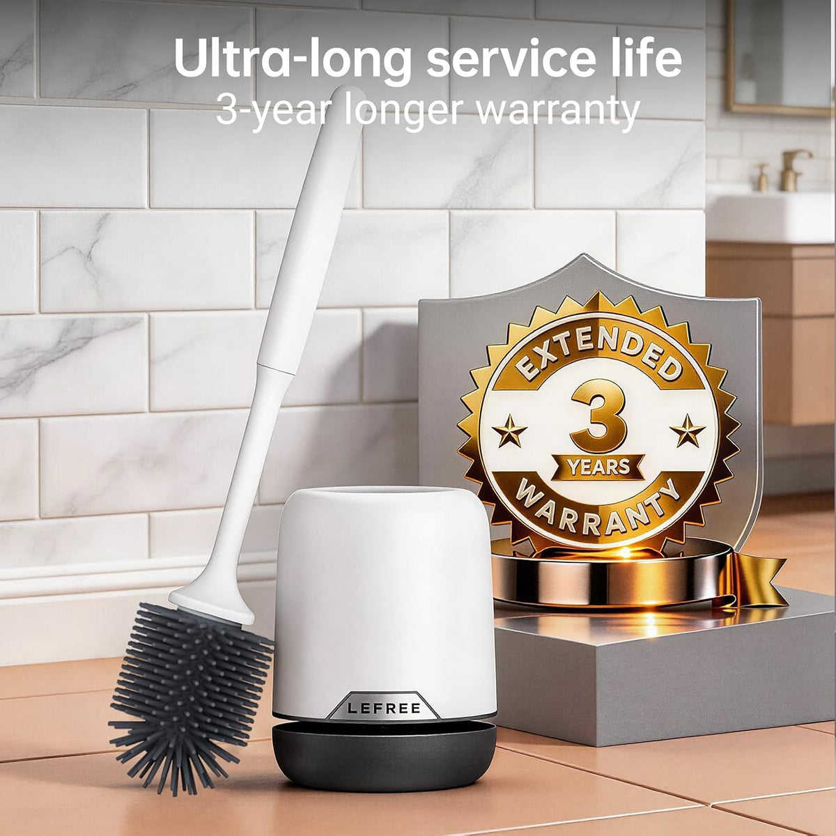 Lefree 2 Pack Silicone Toilet Brush,Rubber Toilet Bowl Brush and Holder Set with Ventilated Holder, Toilet Cleaner Brush for Bathroom,Floor Standing & Wall Mounted Toilet Scrubber Without Drilling