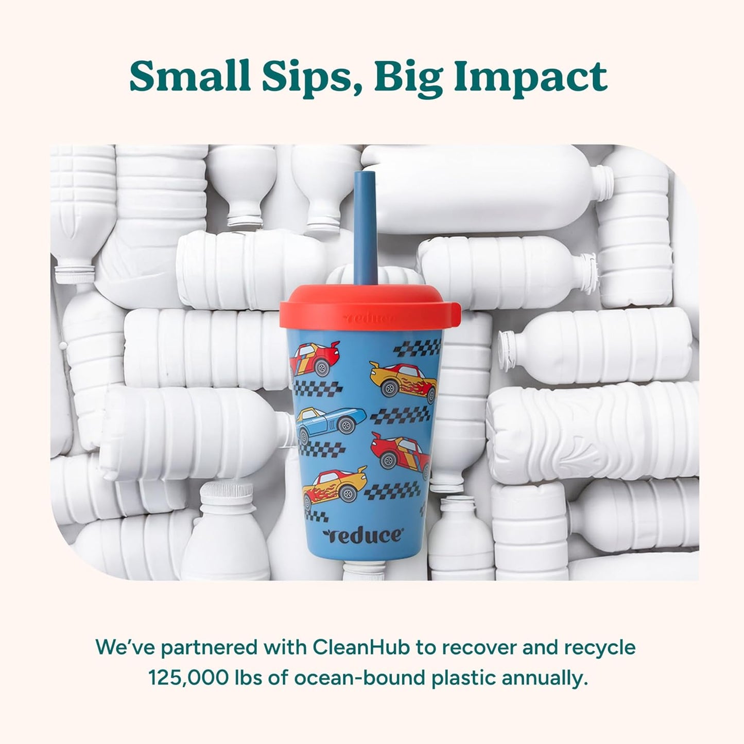 REDUCE GoGo's Kids Portable Tumbler Cups with Lids and Spill-Proof Straws - 5 Pack of Stackable 12 oz Tumblers with Twist-On Lids - Easy Storage, Dishwasher Safe - New Explorer