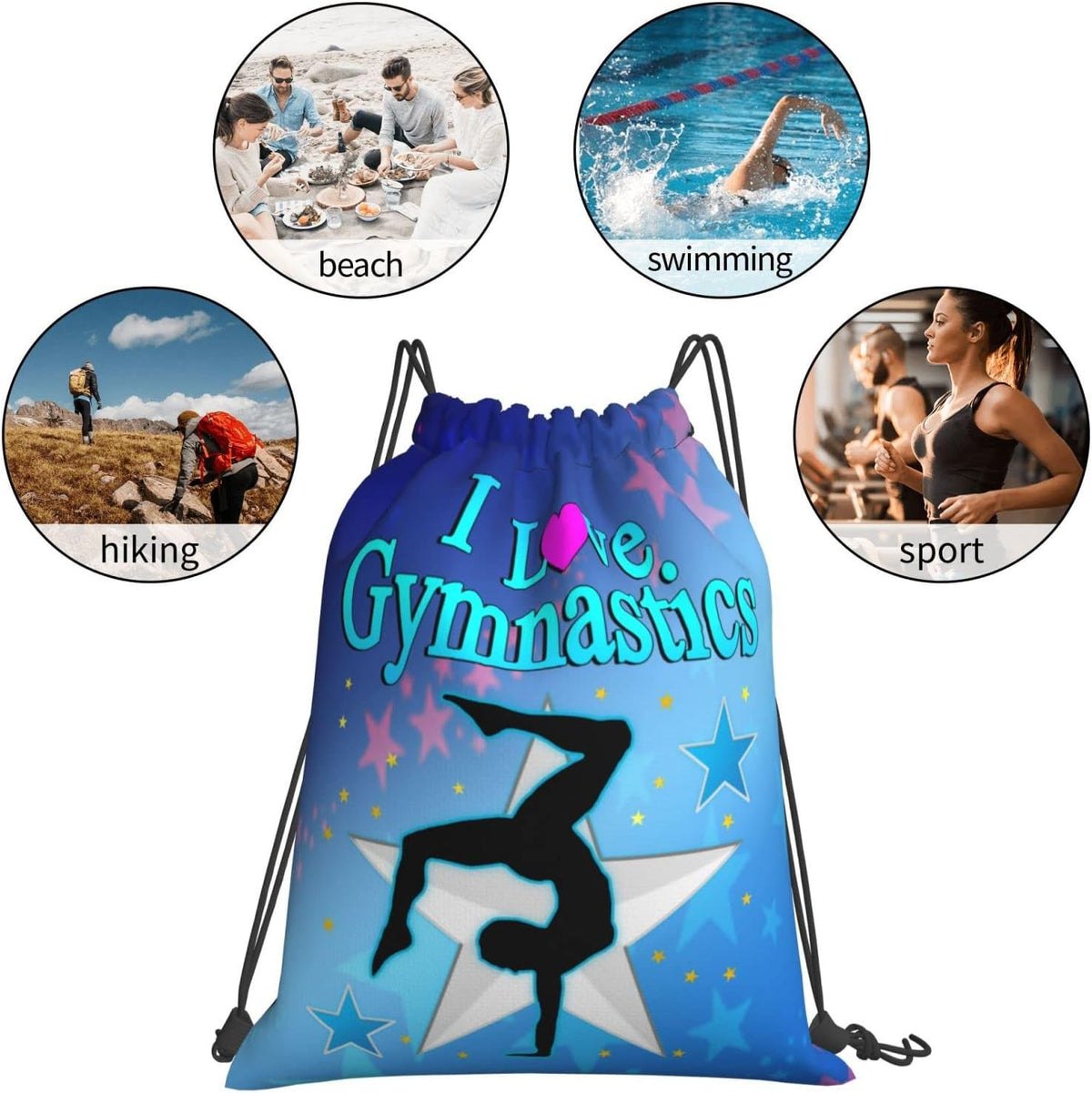 Gymnastics Drawstring Backpack Gym String Bag Drawstring Sackpack Sport For Womens Mens