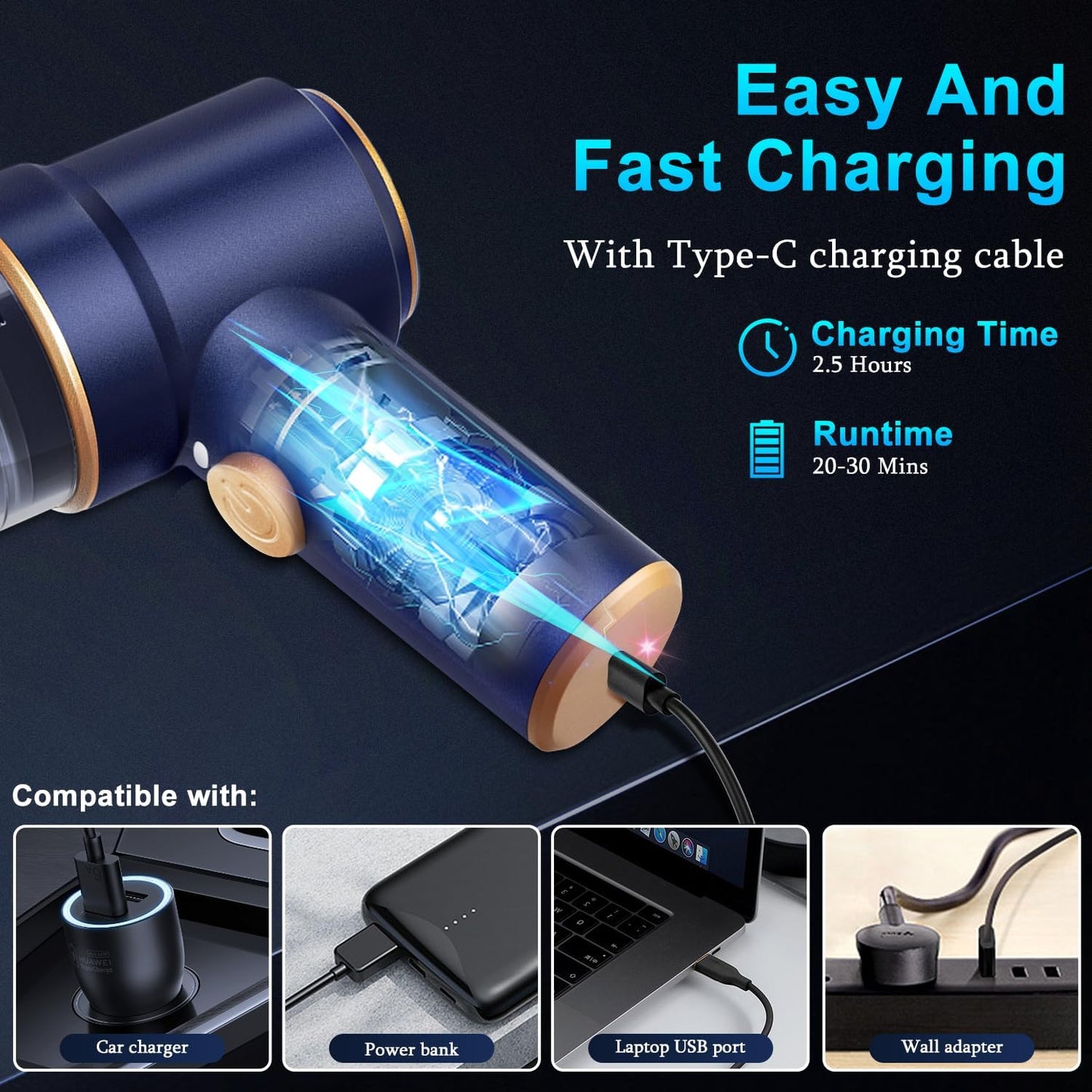 KMM Handheld Car Vacuum Cleaner, 9000Pa Vacuum Cleaner and Air Duster, 120W High Power Hand Held Vacuum with LED Light and Multi-Nozzles for Car, Home, Office, Pet