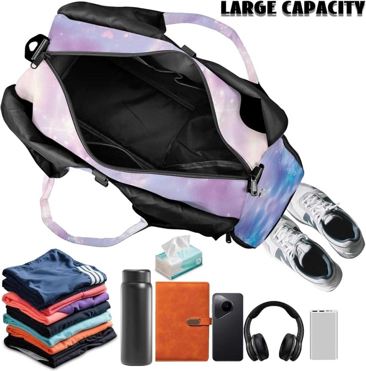 Gym Bag with Yoga Mat Holder Large Tote Bag With Multi Pockets for Women Men Dry Wet Separated Pocket Carryall Yoga Tote Bag for Pilates Travel Workout Office