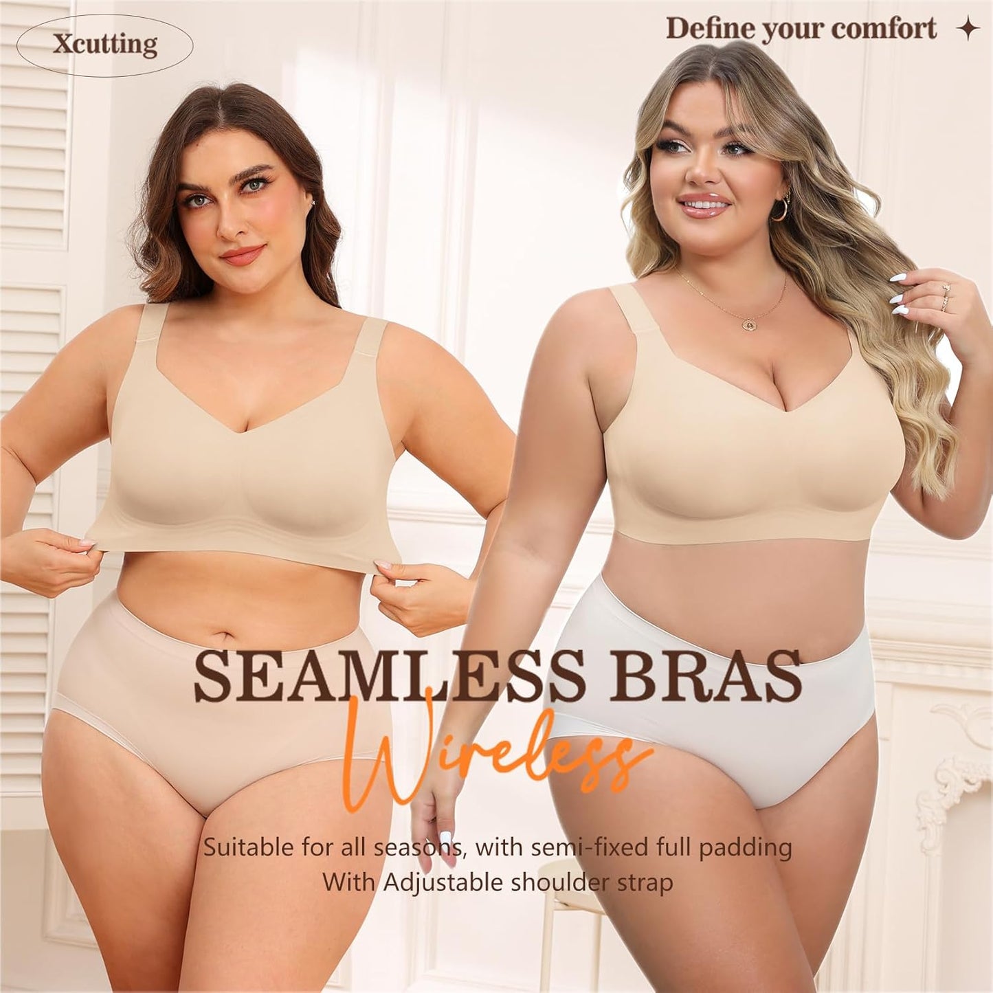 Xcutting Women Wirefree Bras for Women Full Coverage No Underwire Everyday Bras Comfortable Wireless Padded Bras