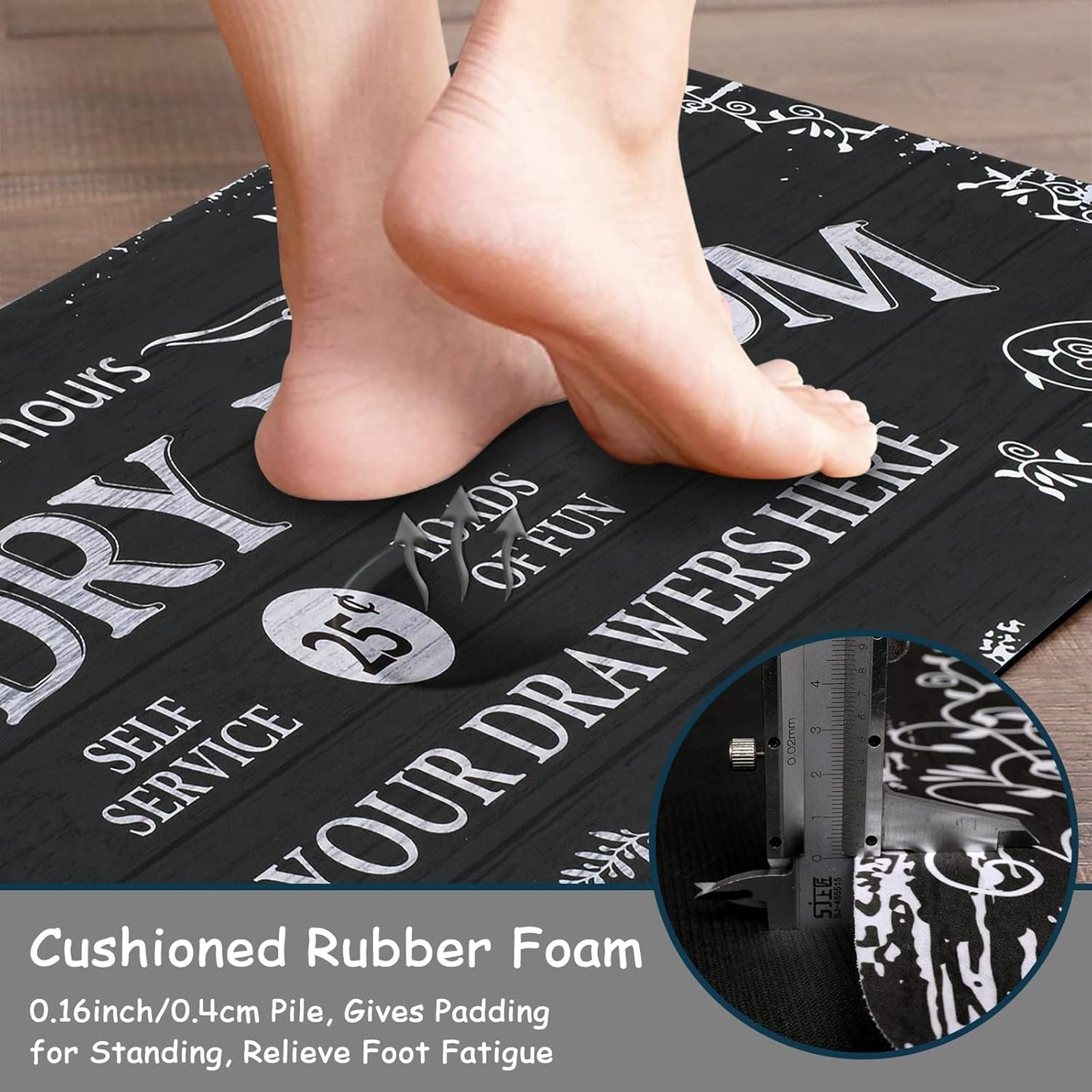 Lahome Remi Farmhouse Laundry Room Rug Runner 20"x59" Laundry Rugs and Mats for Laundry Room Non Skid Washable Floor Carpet Runner Rug for Washroom Mudroom Kitchen Bathroom Hallway Decor, Black