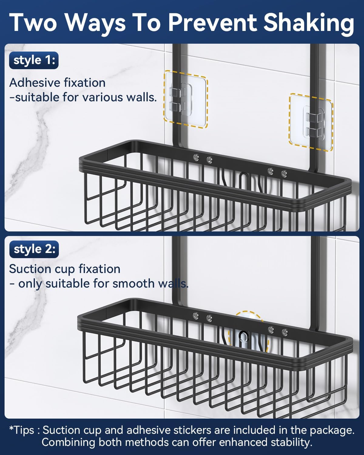 YASONIC Shower Caddy Hanging, Never Rust Shower Organizer Hanging, Aluminum Shower Racks for Inside Shower with Hooks for Razor, Bathroom Organizers and Storage with Soap Holder, Black