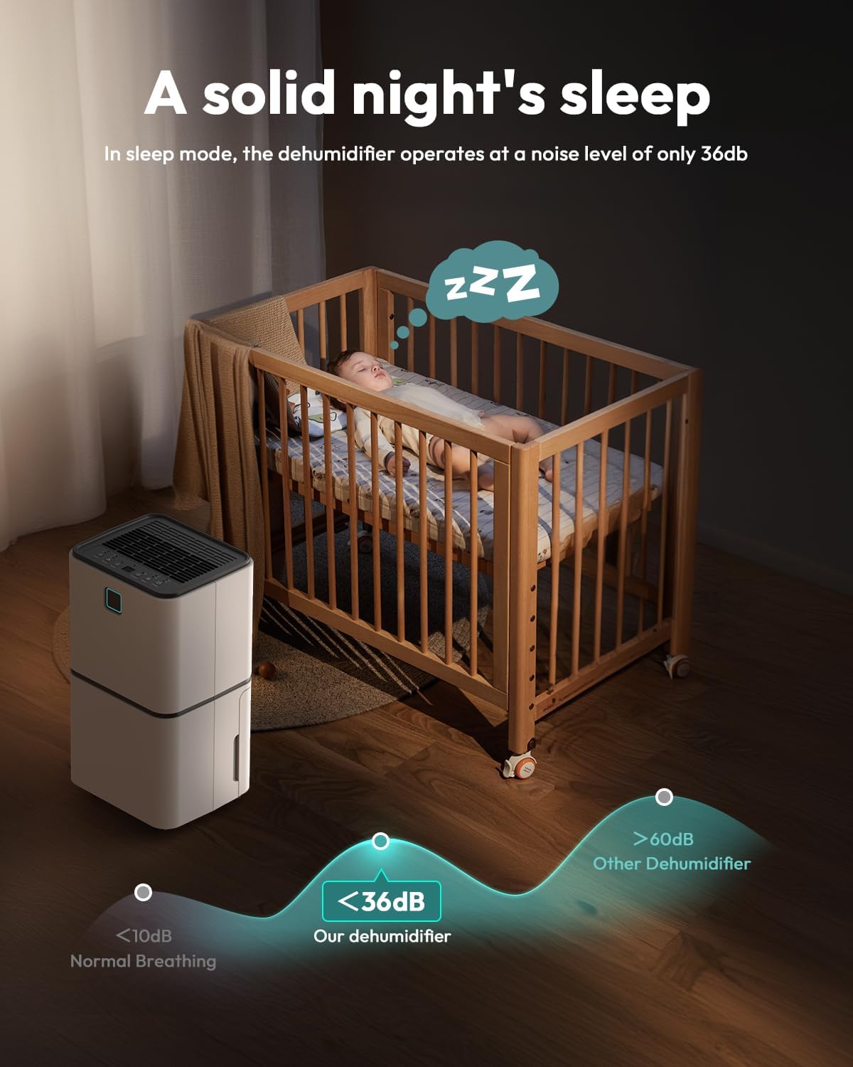 2000 Sq.Ft Dehumidifier for Basement - 36 dB 30 Pints Quiet Dehumidifiers with Drain Hose for Home Bedroom Bathroom Rv 3 Modes with LED Intelligent Humidity Light