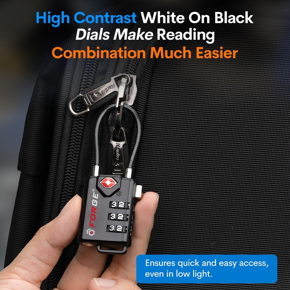 Open Alert TSA Approved Luggage Locks, 6 Pack, Easy Read Dials with Alloy Body.