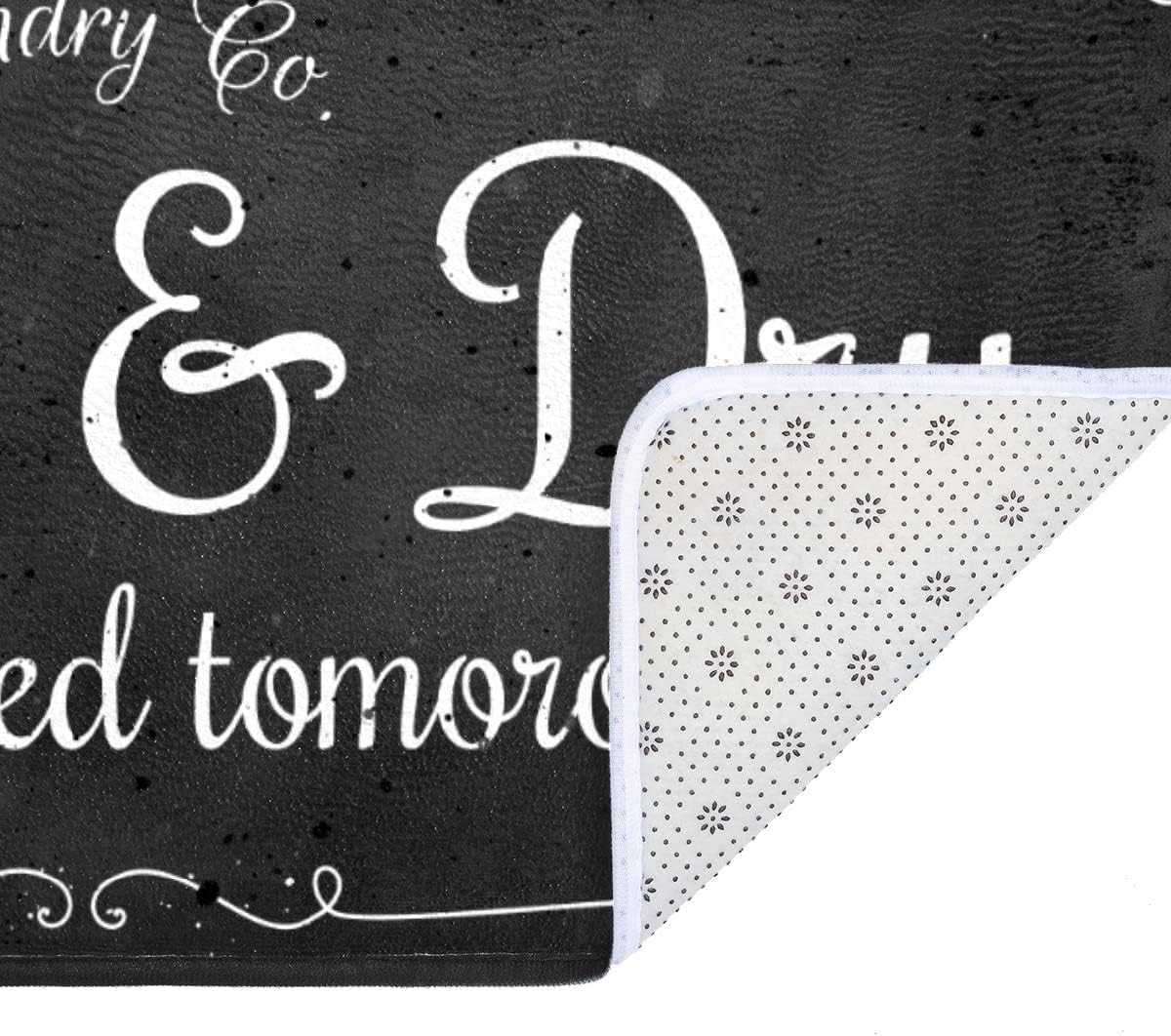 Laundry Room Long Mat Area Rug Non-Slip Floor Mat Waterproof Farmhouse Carpet for Kitchen 40" x 20"(Black-2)