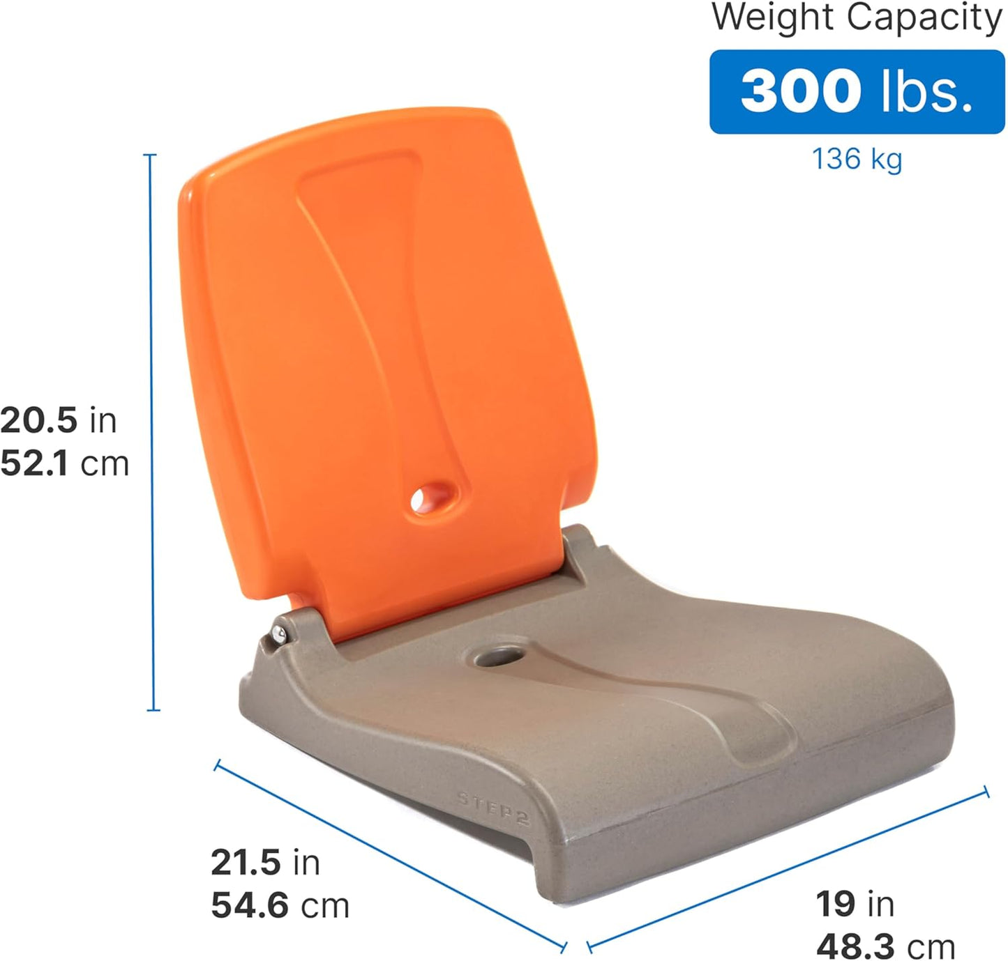 Step2 Folding Flip Seat, Lightweight Portable Outdoor Chair for Poolside, Camping, Beach, Boats, Tailgates, Durable Ground Chair with Back Support for Adults, Brown & Orange