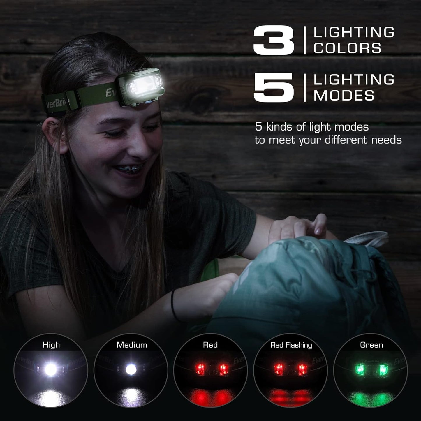 EverBrite Headlamp, 5 Pack Kids Headlamp with Red Light and Memory Function, Head Lamp for Adults and Kids with 5 Modes, Bright Headlamps for Camping, Running, Children's Day Gifts, Batteries Included