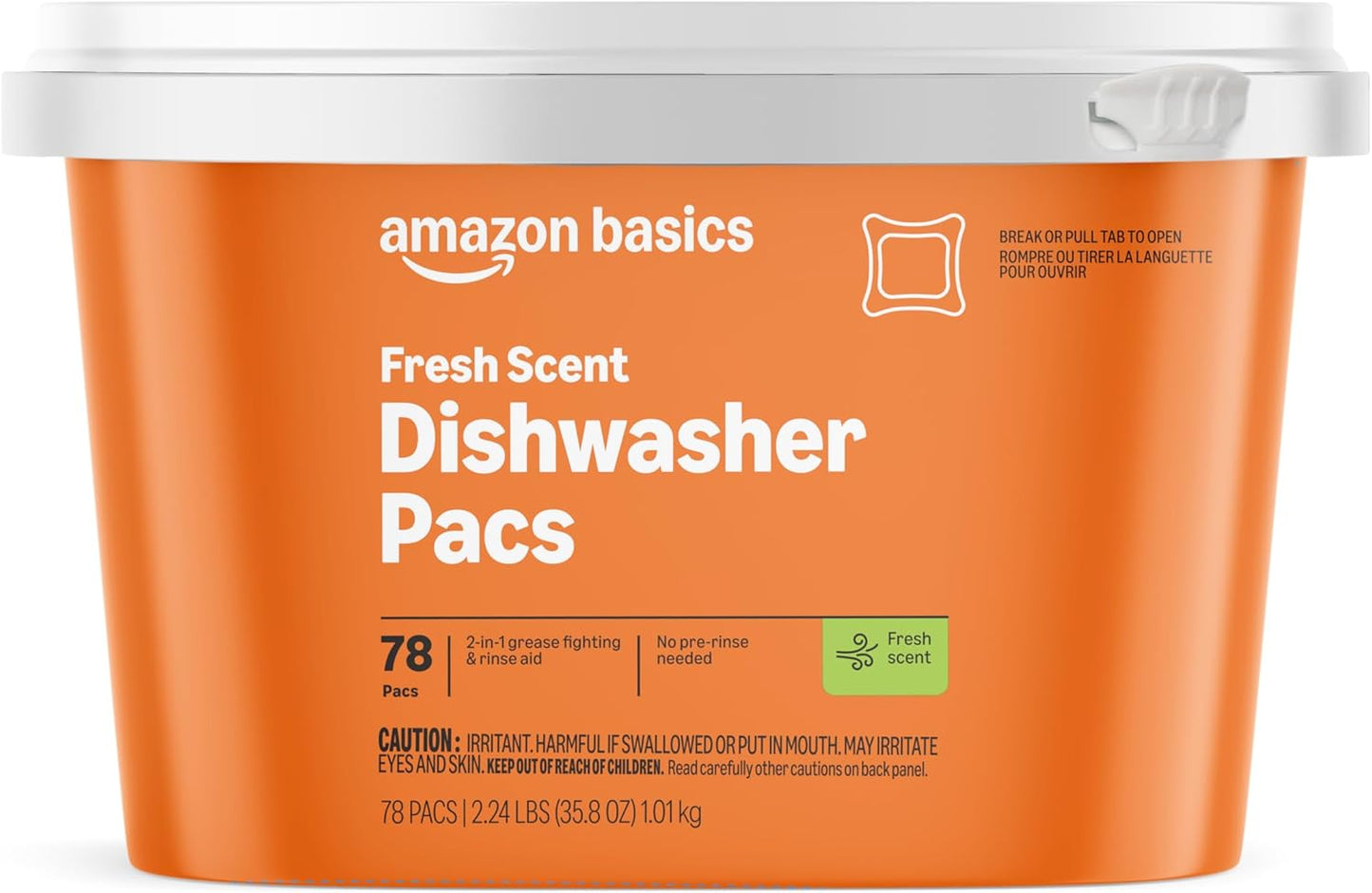 Amazon Basics Dishwasher Detergent Pacs, Fresh Scent, 78 Count