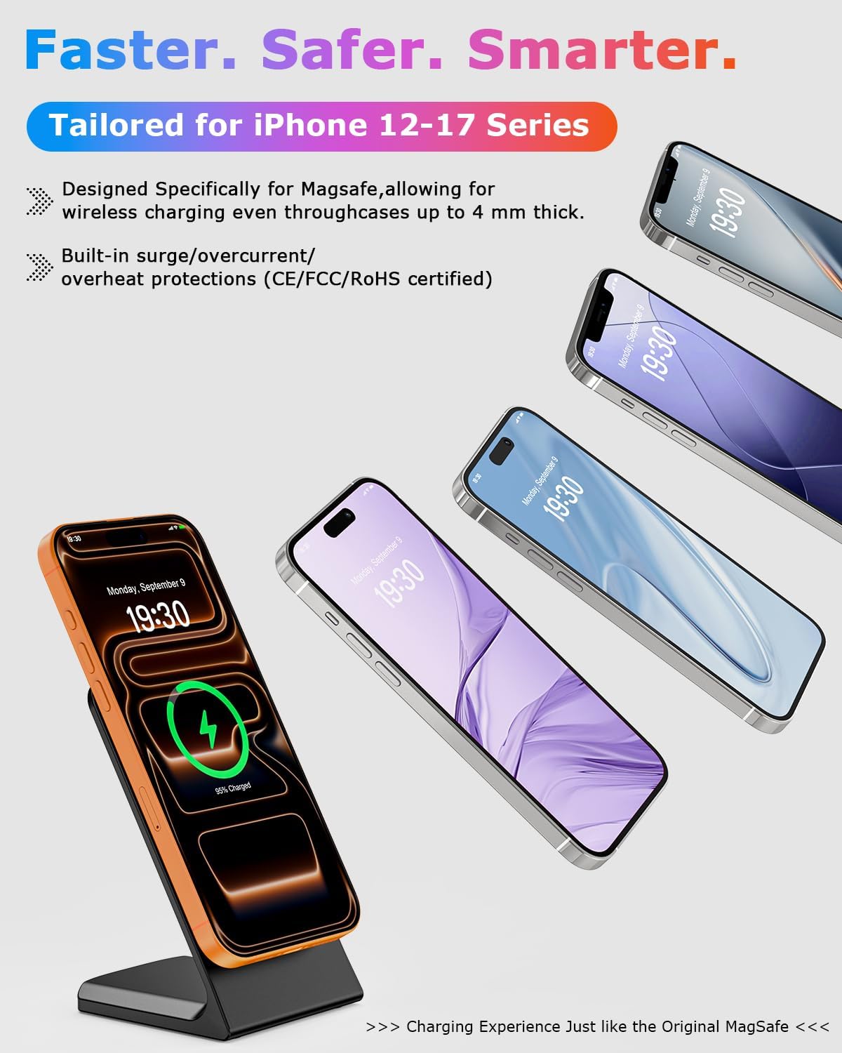 Wireless Magnetic Charger Stand for iPhone and Samsung