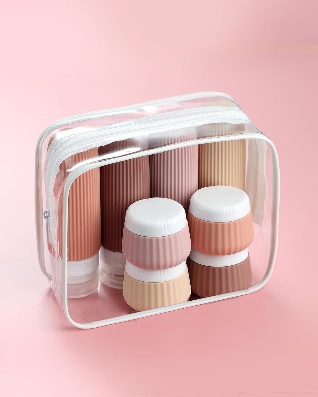 Mrsdry Travel Bottles - 8 Pack, TSA Approved 3 oz Travel Containers for Toiletries, Clear Bag, Leak Proof Silicone Squeezable Essentials Jars