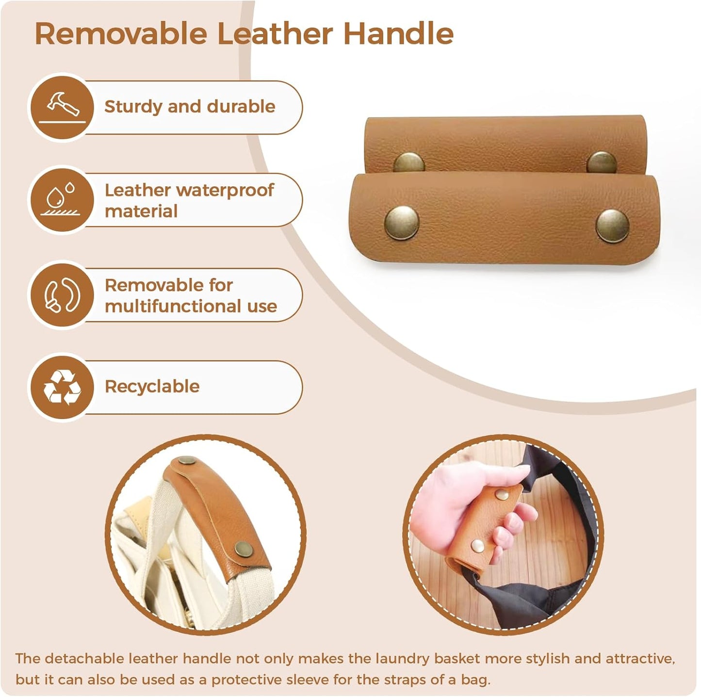 danpinera Blanket Basket, 72L Woven Storage basket with Leather Handle, Eco-friendly Decorative Storage Organization in Bathroom & Living Room for Towels 22 ''*17 ''*11.8 '', Gradient Brown