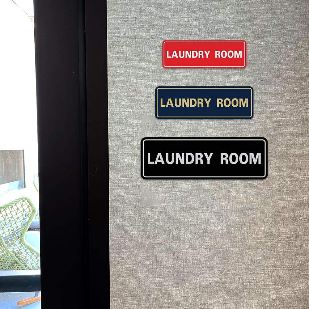 All Quality Standard Laundry Room Wall or Door Sign - Durable Signage | Ideal for Managed Properties, Hospitality Industry & Shared Laundry Facilities - Black - Large (1 Pack)