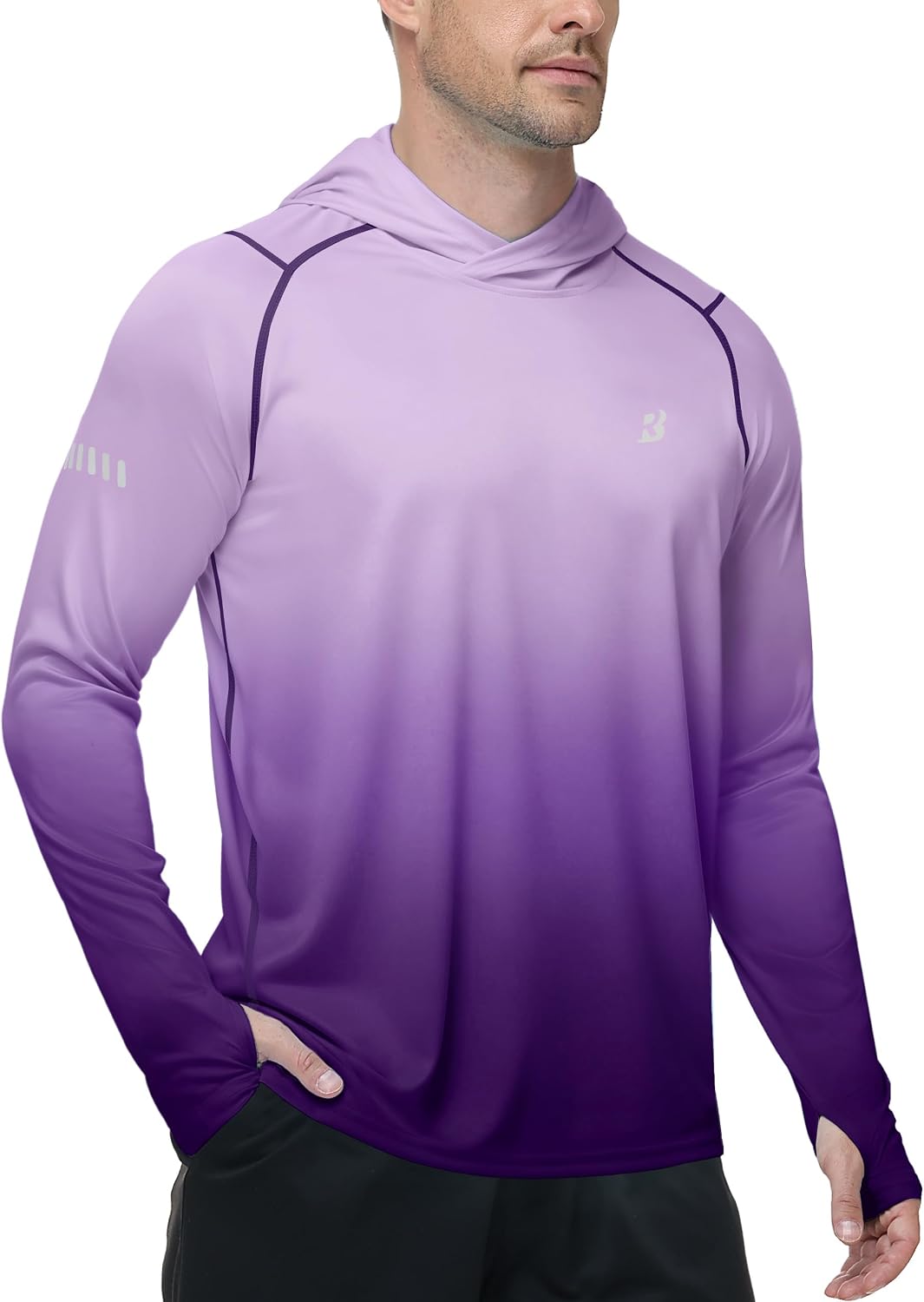 Roadbox Mens UPF 50+ Sun Protection Hoodie, UV Long Sleeve Fishing Shirts, Outdoor Swim Hiking Running Workout Rash Guard