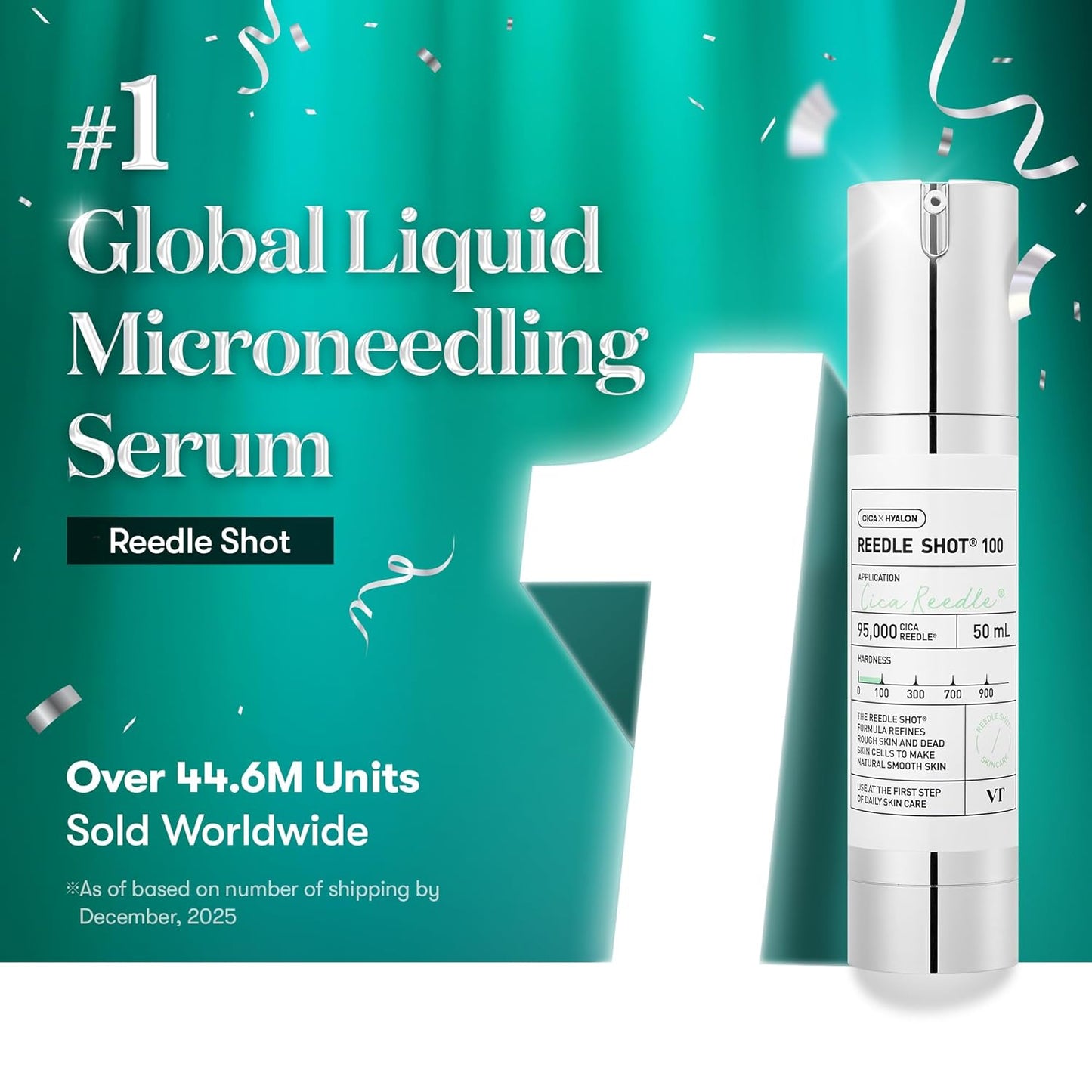 VT COSMETICS CICA Reedle Shot 100, Spicule Microneedling Serum for Pore Care & Exfoliation, Exosome, Centella Asiatica for Glass Skin, Skin Texture, Korean Liquid Skin Booster (1.69 Fl Oz / 50ml)