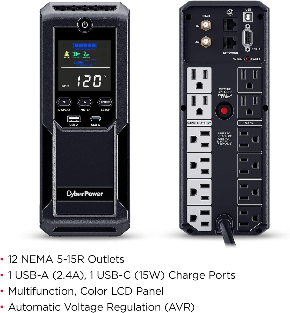 CyberPower CP1350AVRLCD3 Intelligent LCD UPS Battery Backup
