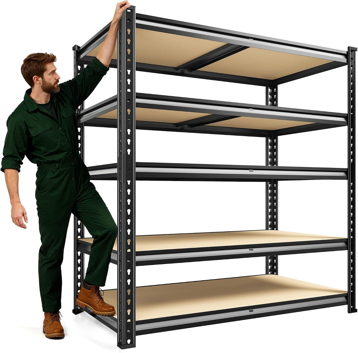 72.2" H Garage Shelves 39.3" W x 19.5" D Storage Shelf, 5 Tier Adjustable Metal Shelf, Heavy Duty Shelving for Storage, Basement, Warehouse, Pantry, Shed, 2230LBS, Black