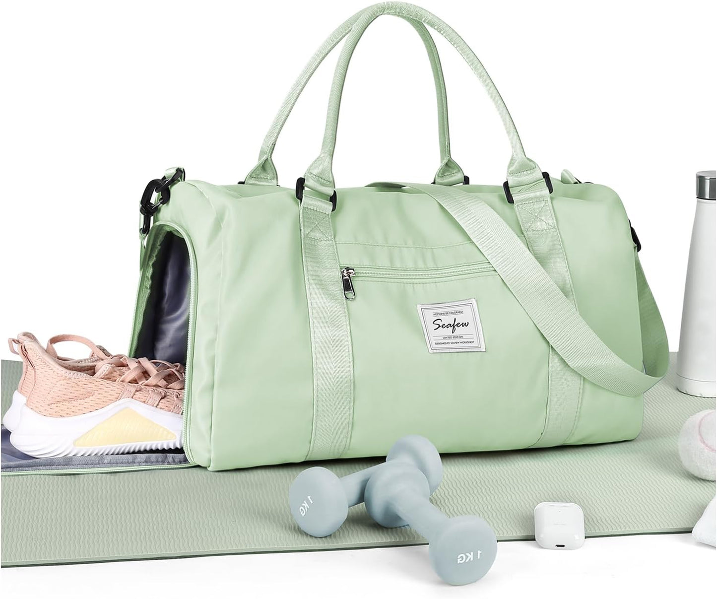 Gym Bag Womens Mens with Shoes Compartment and Wet Pocket Travel Duffel Bags for Women for Plane Sport Gym Tote Bags Swimming Yoga Small Waterproof Weekend Overnight Carry on Bag Hospital Holdalls