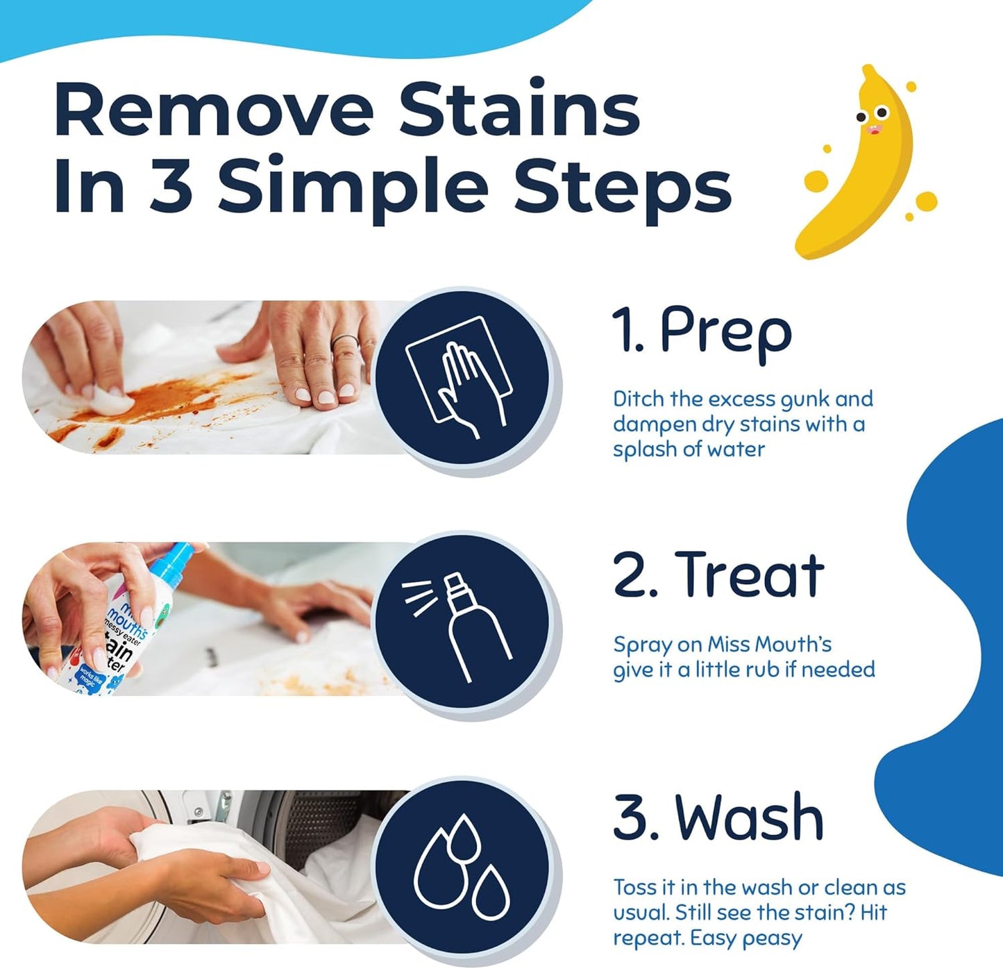 Miss Mouth's Messy Eater Stain Treater Spray - 4oz 2 Pack Stain Remover - Newborn & Baby Essentials - No Dry Cleaning Food, Grease, Coffee Off Laundry, Underwear, Fabric