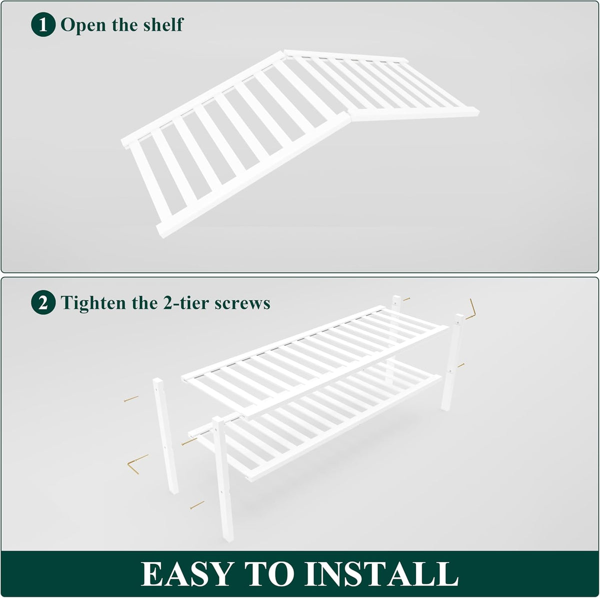 Smiry Bamboo Shoe Rack for Closet, 2 Tier - 33.86" Wide, White