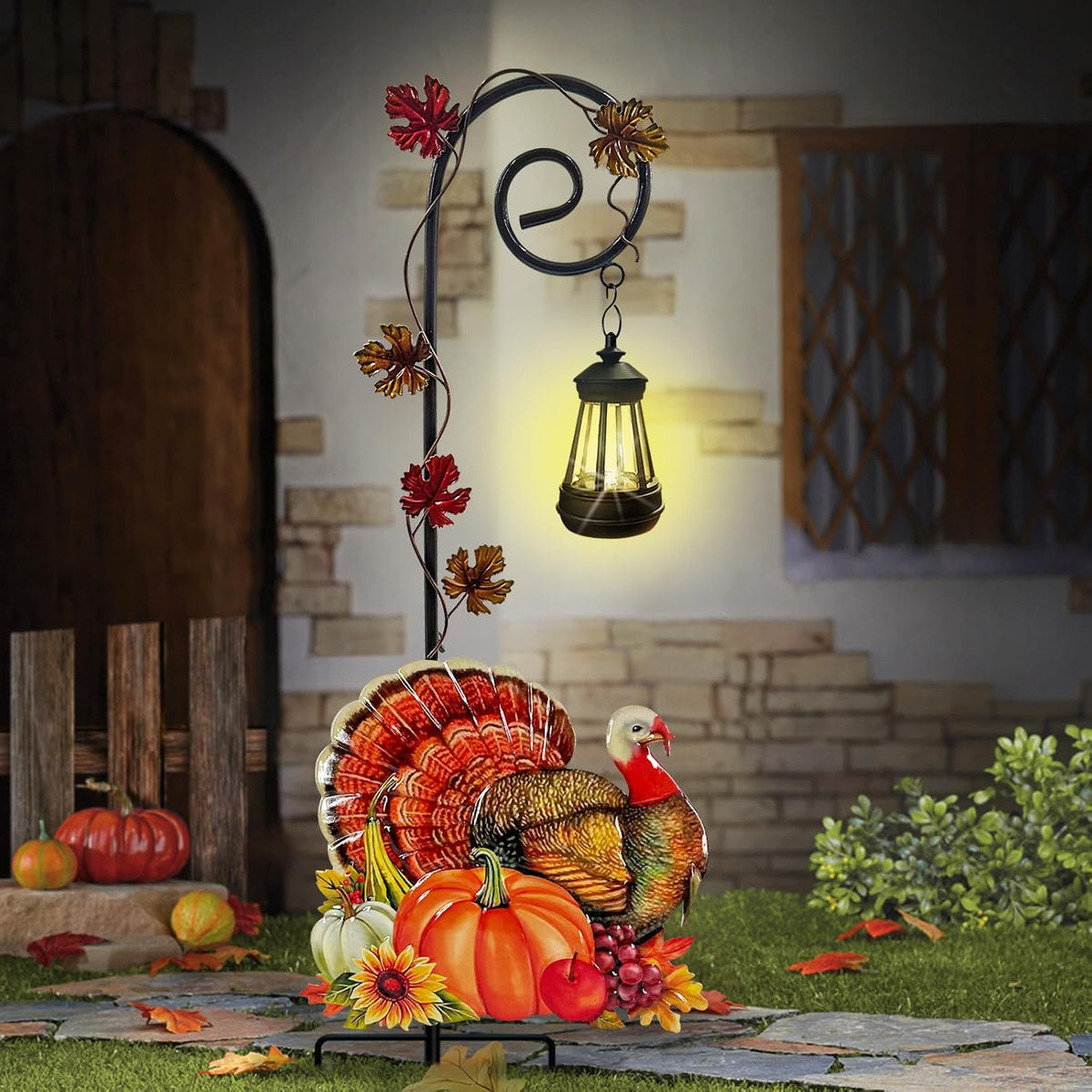 Thanksgiving Turkey Decorations Outdoor,Solar Fall Decorations Garden Stake