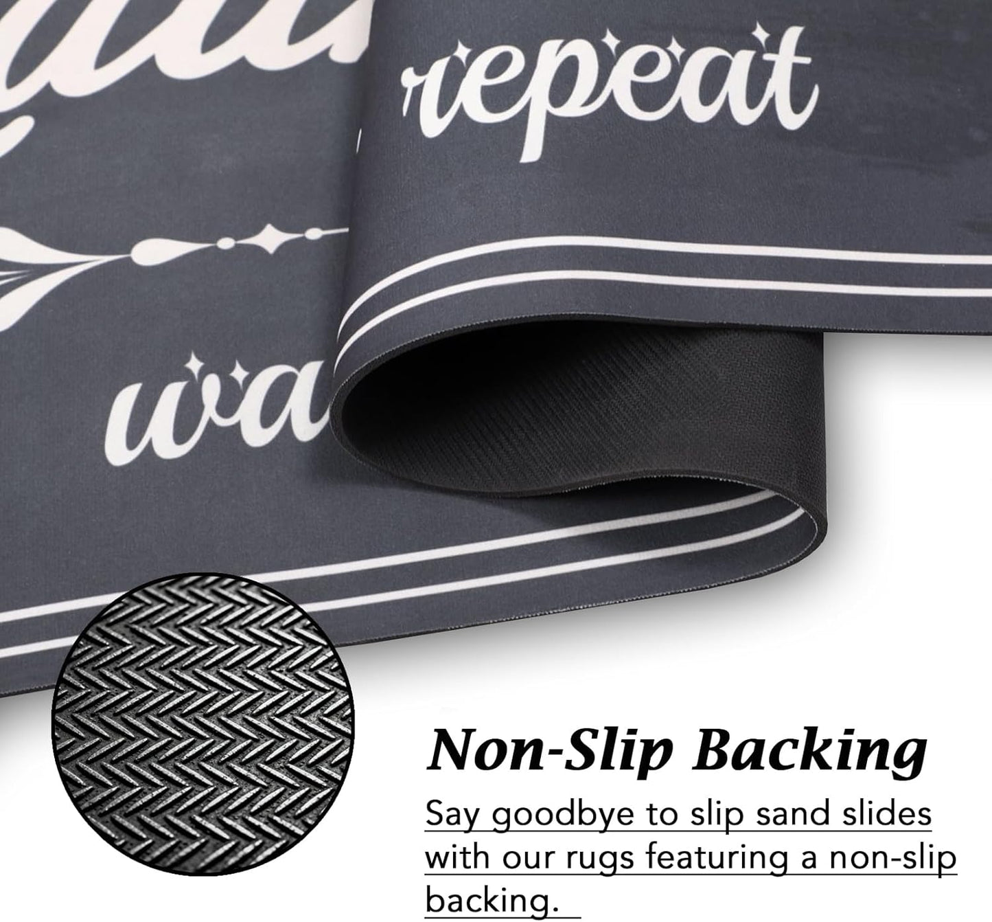 Non-Slip Laundry Room Rug Runner 17.3"x47.2" Washable Grey - Bathroom Mudroom Kitchen Mat for Farmhouse Entryway Decor Accessories