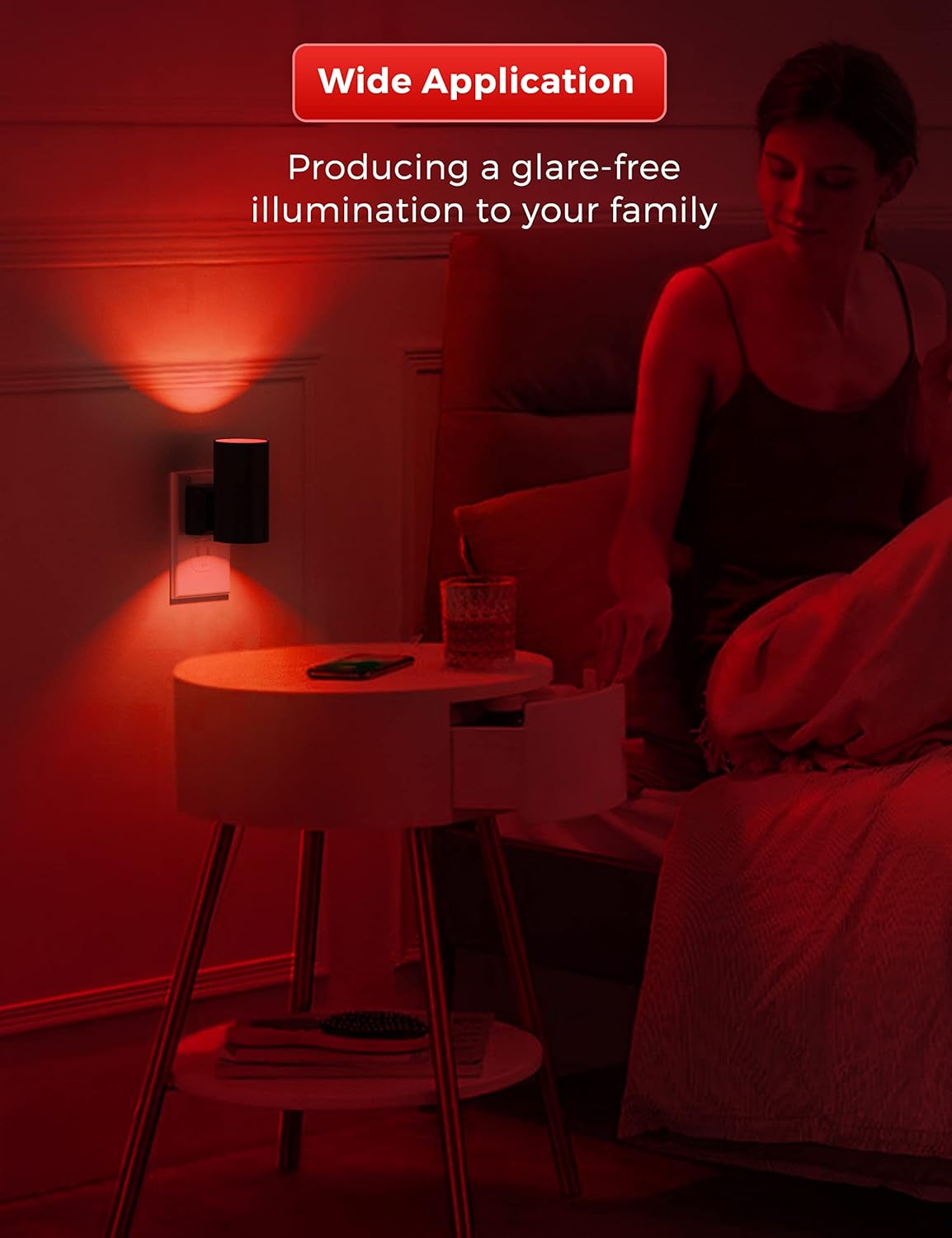 L LOHAS LED Red Night Light, Circadian Night Lights Plug into Wall, LED Nightlights with Light Sensor, Sleep Aid Red, Dimmable Night Light for Nursery Kids Adults, Home Decor, Hallway, Bedroom, 2Pack