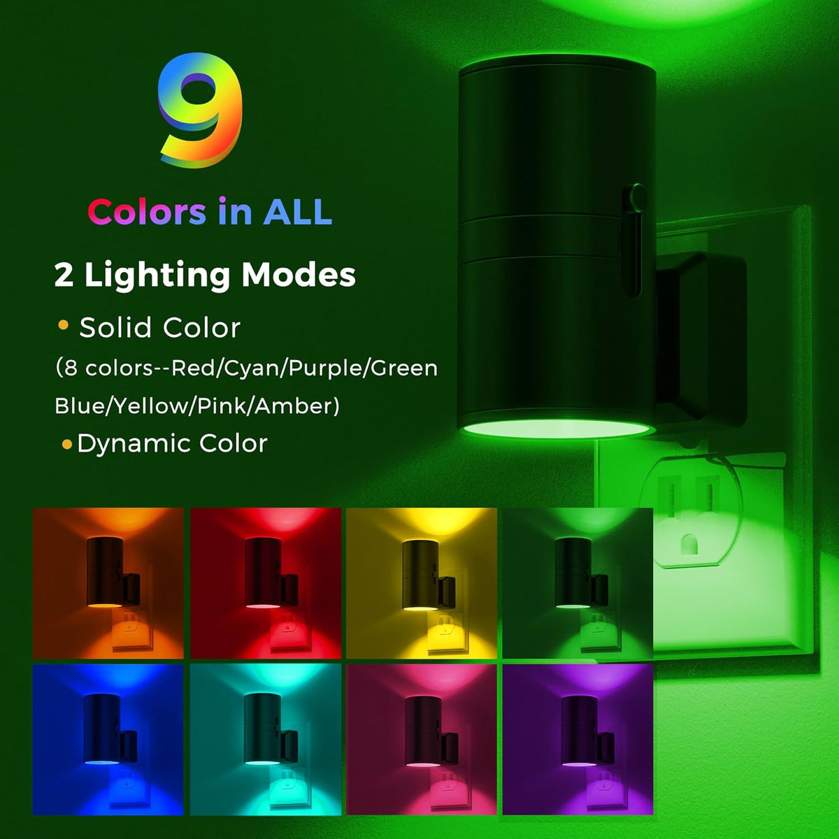 L LOHAS LED Night Light with Remote, Night Lights Plug into Wall, RGB Color Changing Nightlight with Light Sensor, Nightlights for Kids Gifts Halloween Christmas Party Hallway Bedroom Kids Room,1 Pack
