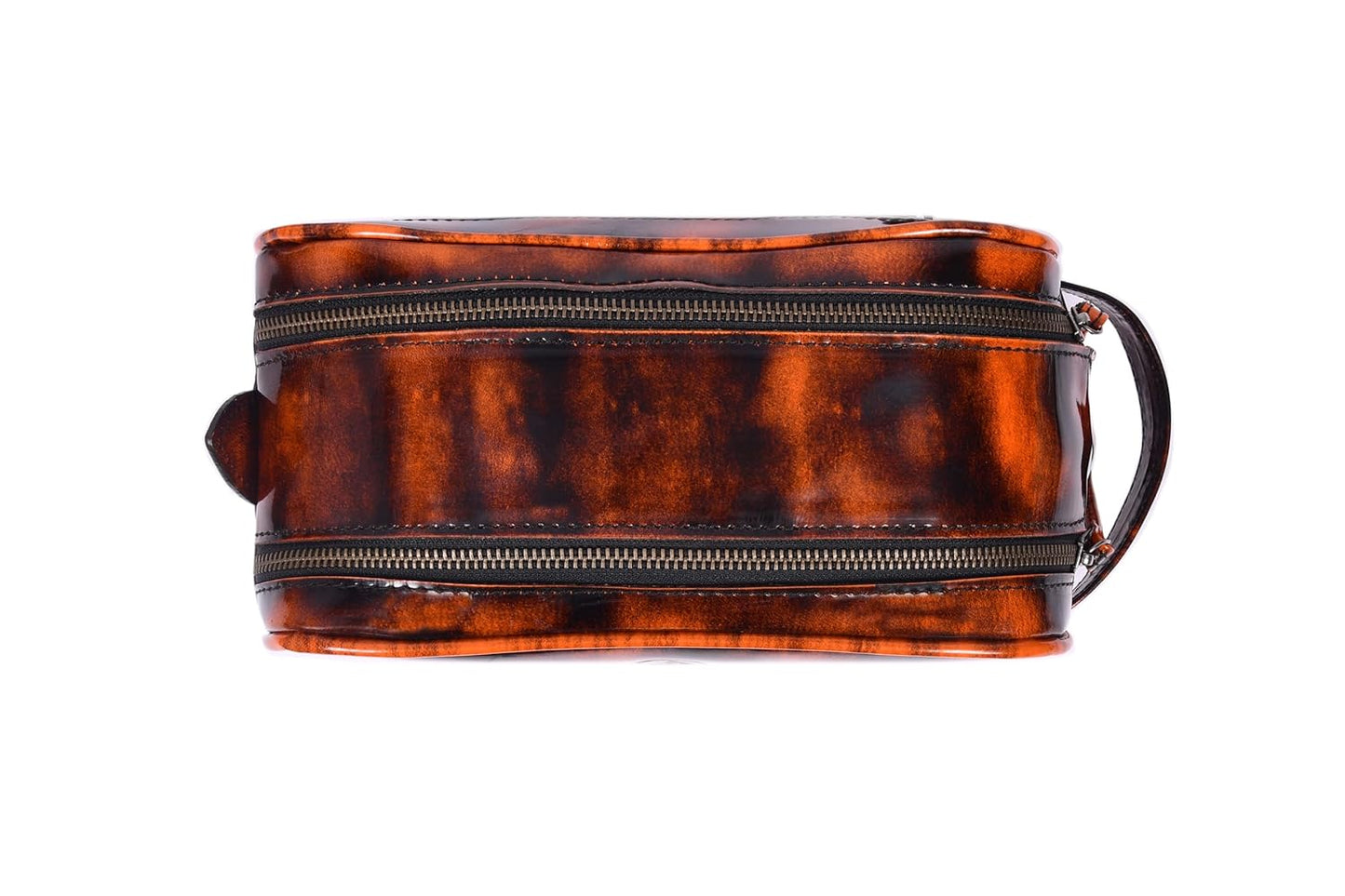 10" Premium Leather Toiletry Travel Pouch With Waterproof Lining | King-Size Handcrafted Vintage Dopp kit By Aaron Leather Goods (Canary Brown)