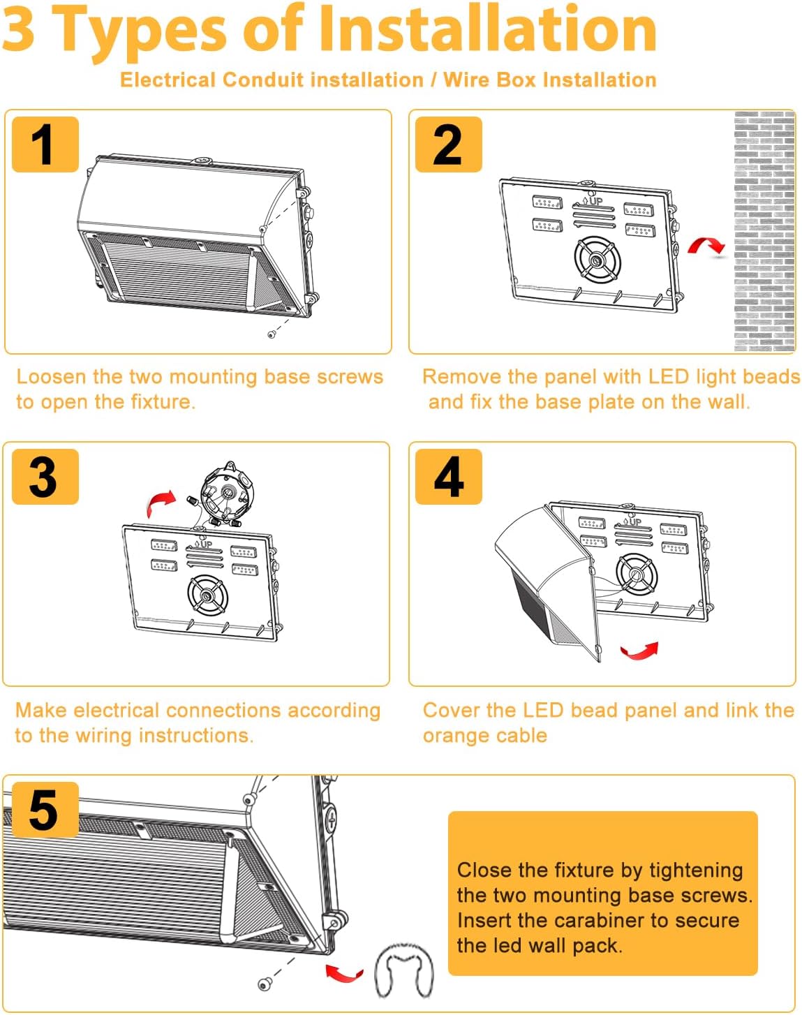 LED Wall Pack Light 120W 15600LM with Dusk to Dawn Photocell, 4 Pack