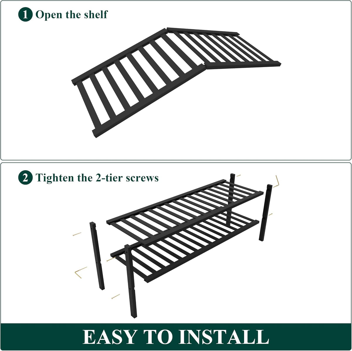 Smiry Bamboo Shoe Rack for Closet, 2 Tier - 33.86" Wide, Black