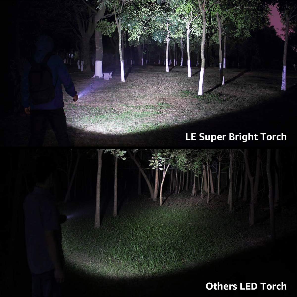 Lighting EVER LED Flashlights High Lumens, Small Flashlight, Waterproof, Adjustable Focus Flash Light for Outdoor, Emergency, Camping, AAA Batteries Included, 2 Pack