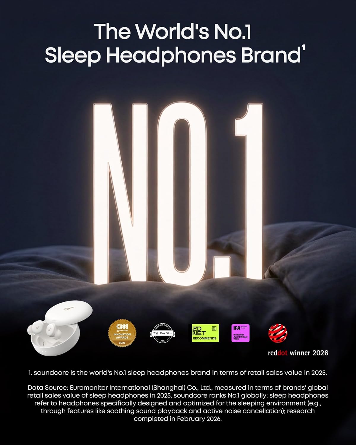 Soundcore Sleep A30 Special by Anker, Sleep Earbuds, ANC, Passive Isolation, Snore Masking Sleep Headphones, Extensive Sleep Audio, Ultra Comfort for Side Sleepers, 8-10H Playtime