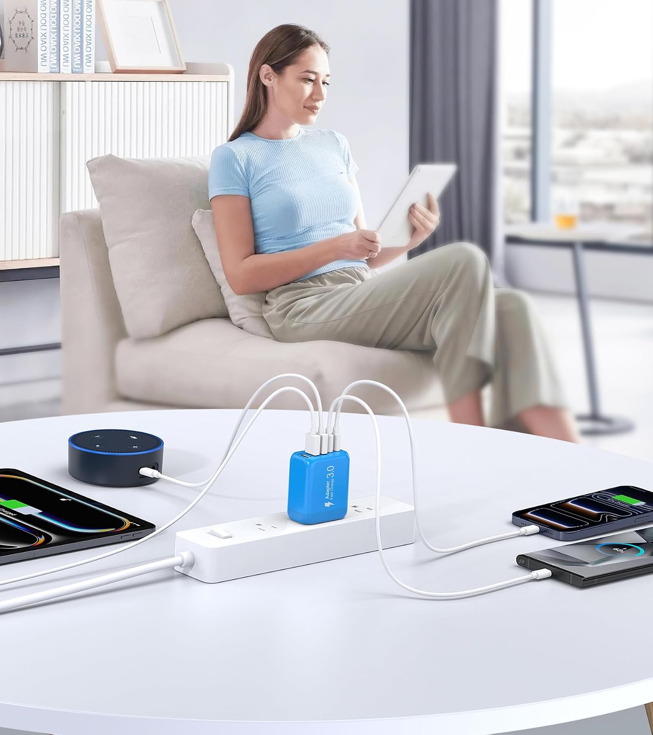 2-Pack USB C Wall Charger Block,50W 5-Port C Charger Fast Charging Block PD Power Adapter +QC Multiport Type C Box Charger Cube USB A Wall Plug for iPhone 14/15/16/17 Pro Max,Samsung Galax