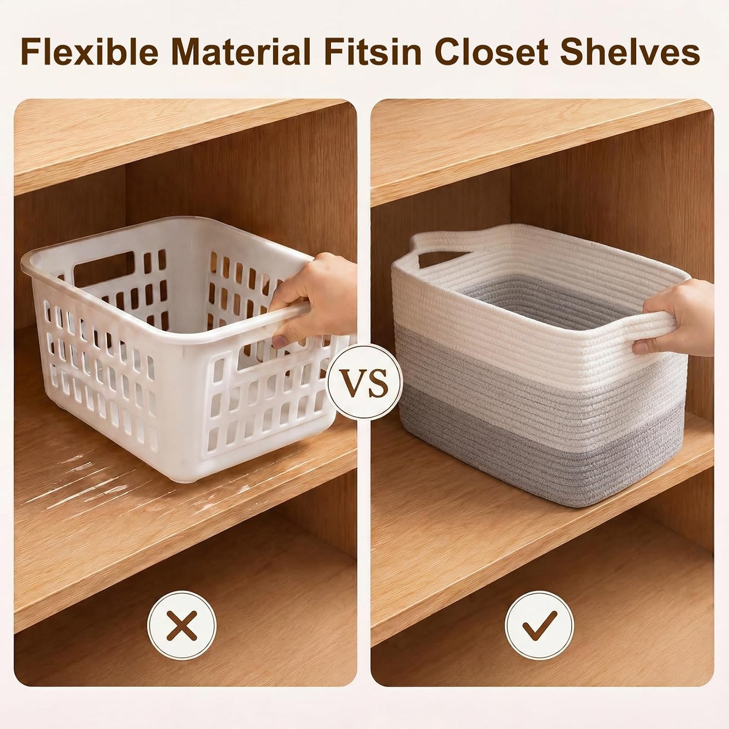 OIAHOMY Storage Basket, Woven Baskets for Storage, Cotton Rope Basket for toys,Towel Baskets for Bathroom - Pack of 3, Gradient Gray