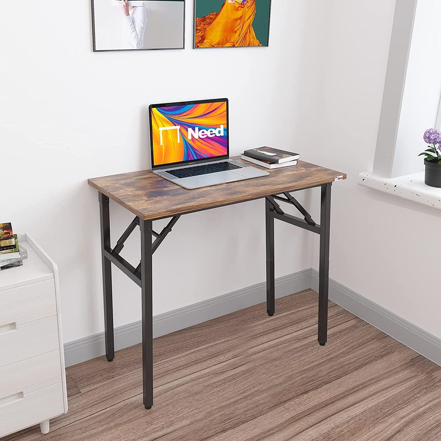 Need Small Desk, 31.5 x 15.7 Inches No Assembly Foldable Writing Table,Sturdy and Heavy Duty Folding Computer Desks for Small Space/Home Office/Dormitory AC5FB(80 * 40)
