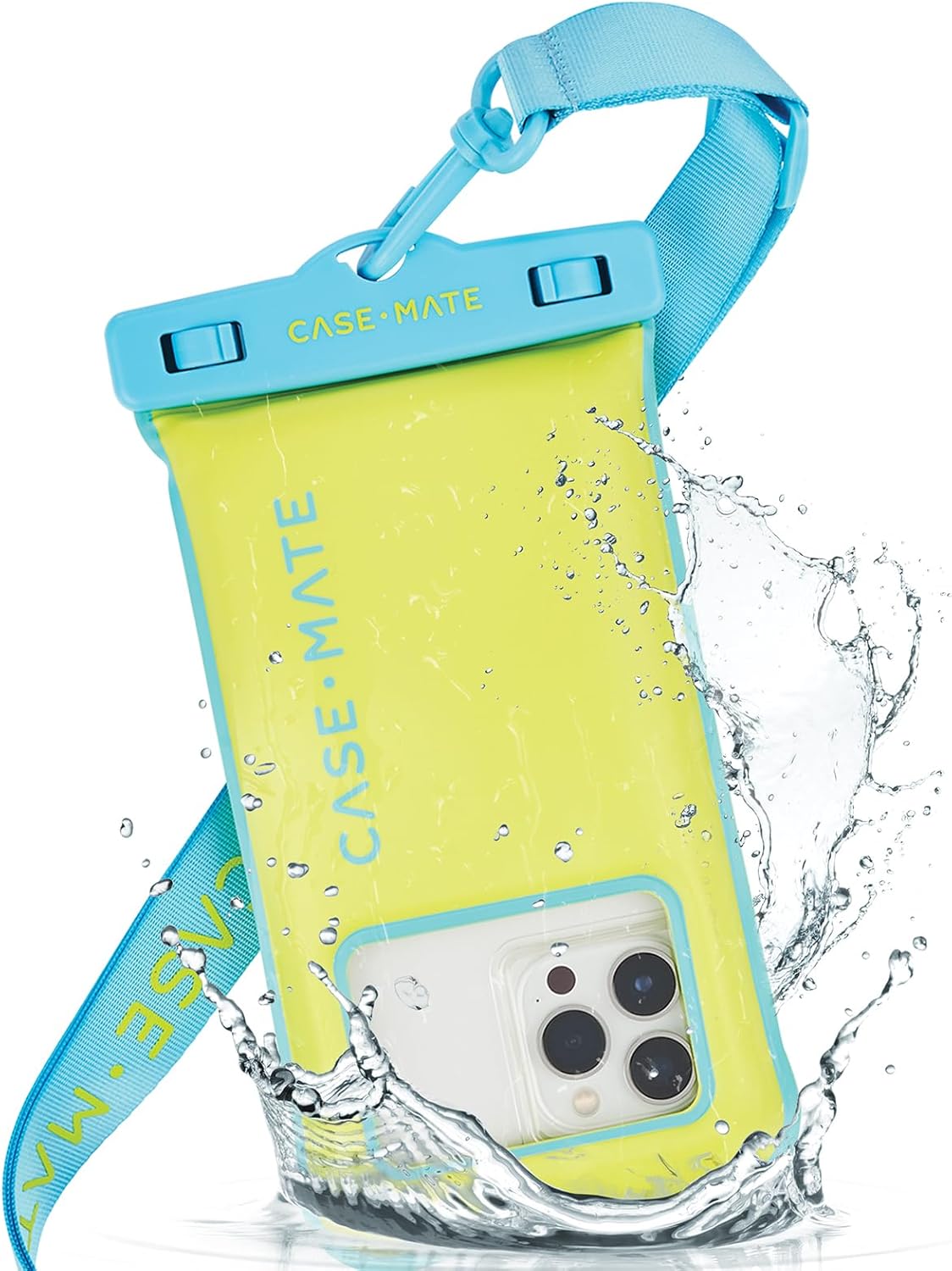 Case-Mate IP68 Waterproof Phone Pouch - Floating Waterproof Phone Case with Crossbody Lanyard - Beach Cruise Ship Travel Essentials - Compatible with All Devices - Touchscreen Friendly - Citrus Splash