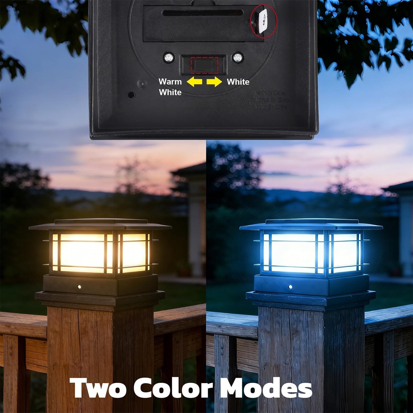 Dynaming 4x4 Solar Post Cap Lights Outdoor with 2 Color Modes, Upgrade Fence Post Solar Lights Black Shell for 4x4 Vinyl/Wooden Posts, Brightness LED Lighting Decor for Garden Deck Patio, 6 Pack